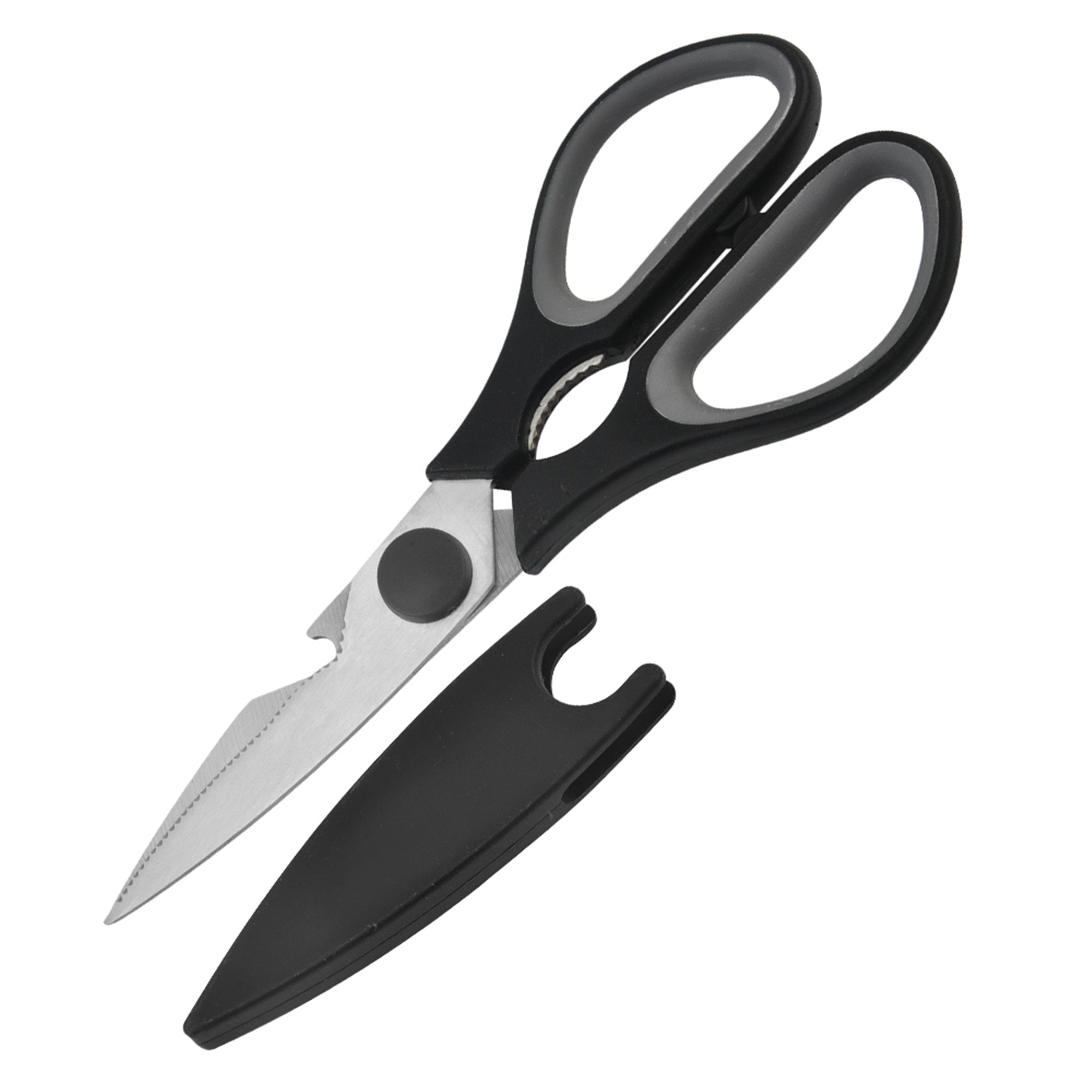 4-Piece Knife Set - High Carbon Stainless Steel Kitchen Knives with Ergonomic Handles, Matching Blade Guards, Multi-Purpose Shears