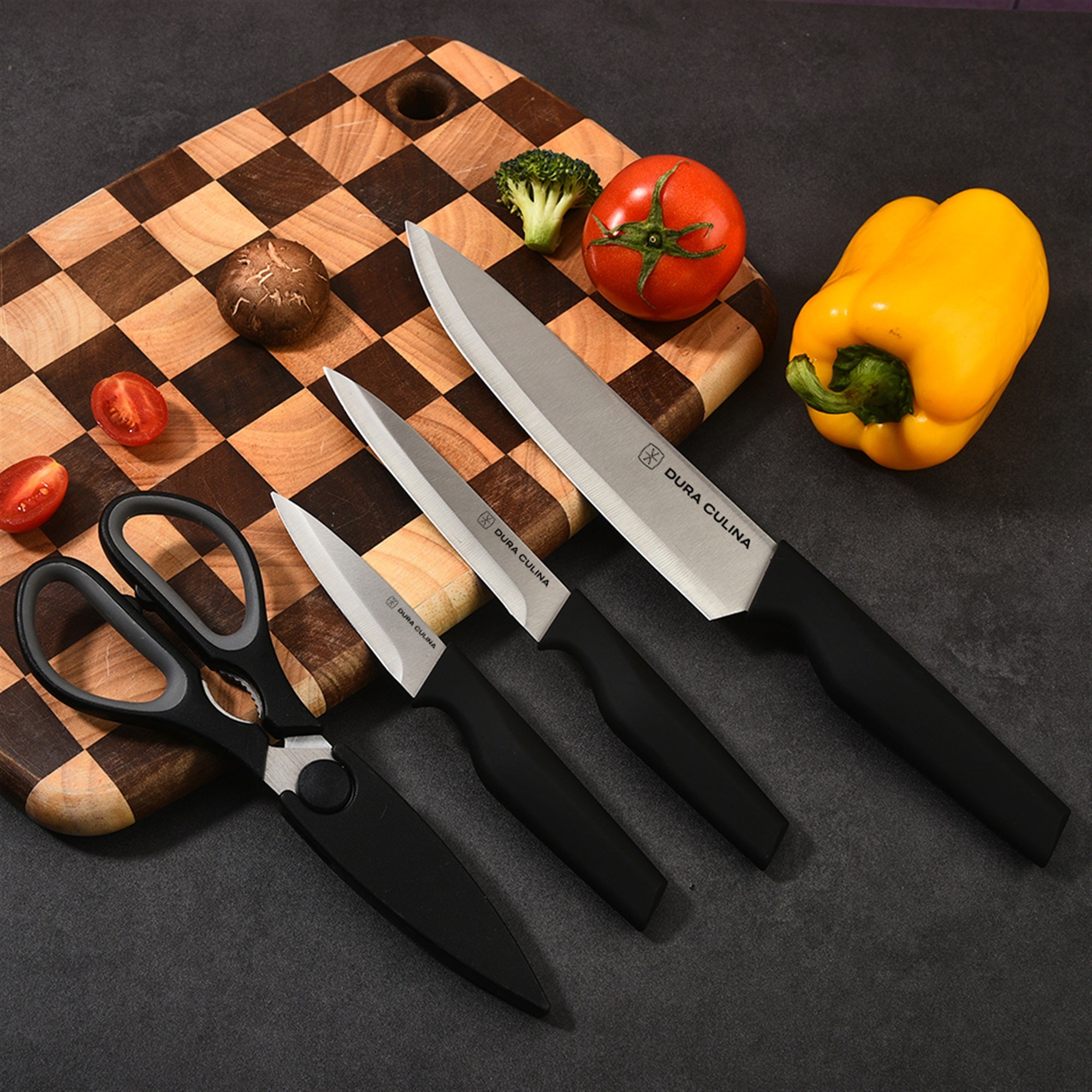 6-Piece Knife Set - High Carbon Stainless Steel Kitchen Knives with Ergonomic Handles, Blade Guards,