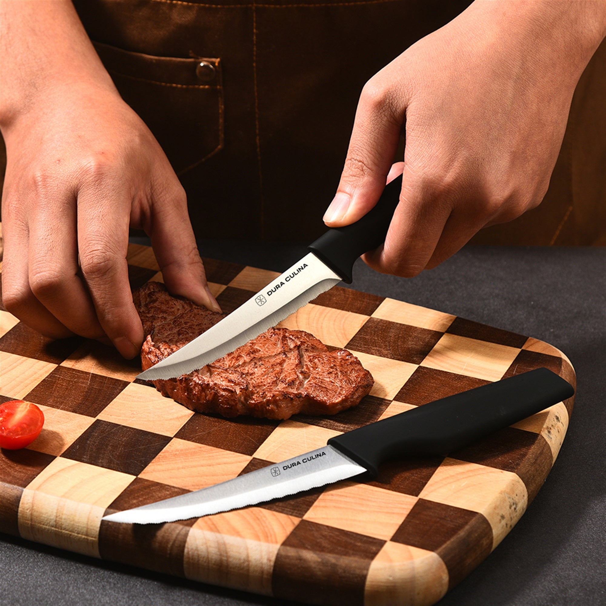 8-Piece Steak Knife Set - High Carbon Stainless Steel Serrated Blades with Ergonomic Handles, 4.5” Premium Kitchen Knives for Dining
