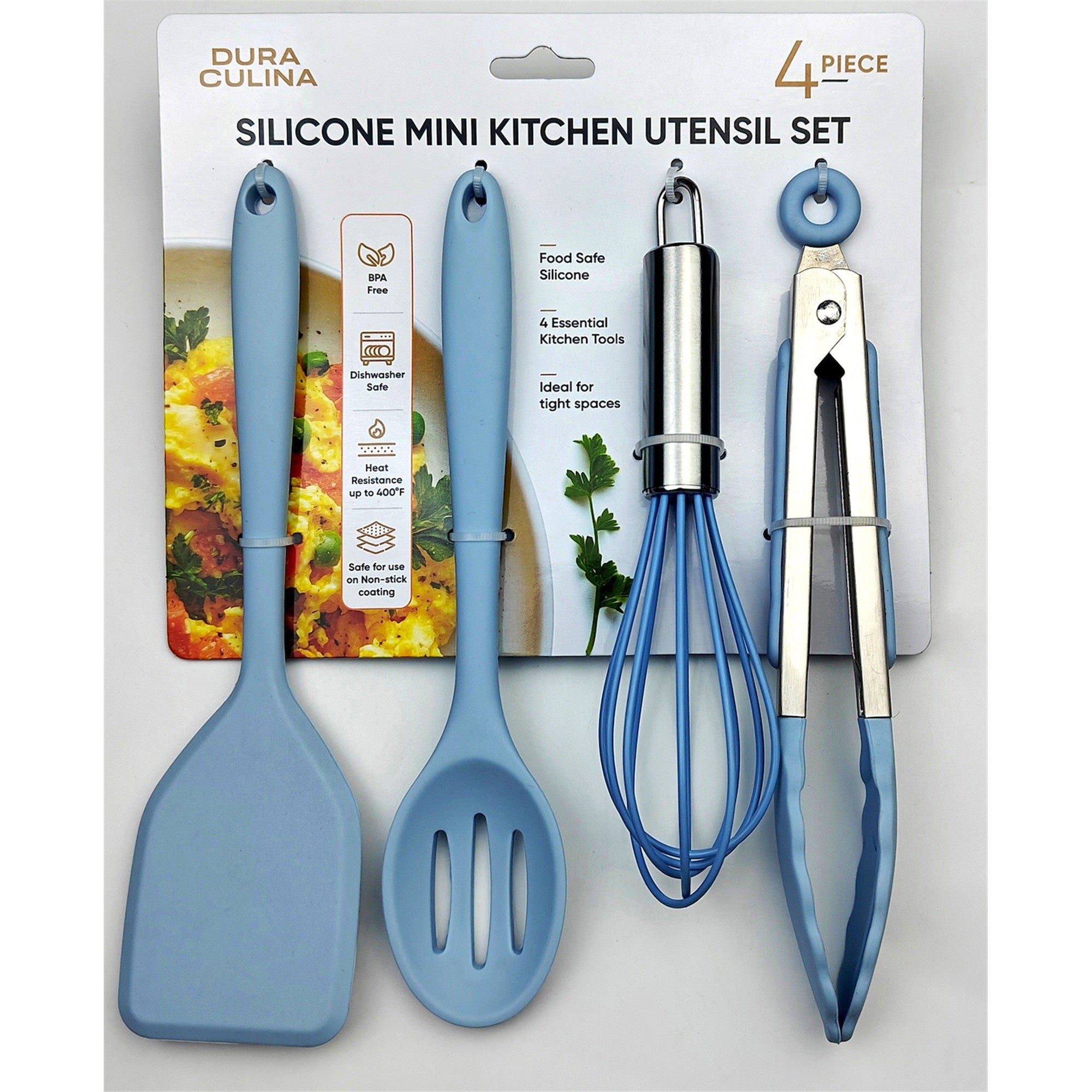 4-Piece Baby Blue Mini Silicone Tool Set – Versatile, Non-Stick, and Stylish – Lifestyle – Dura Living