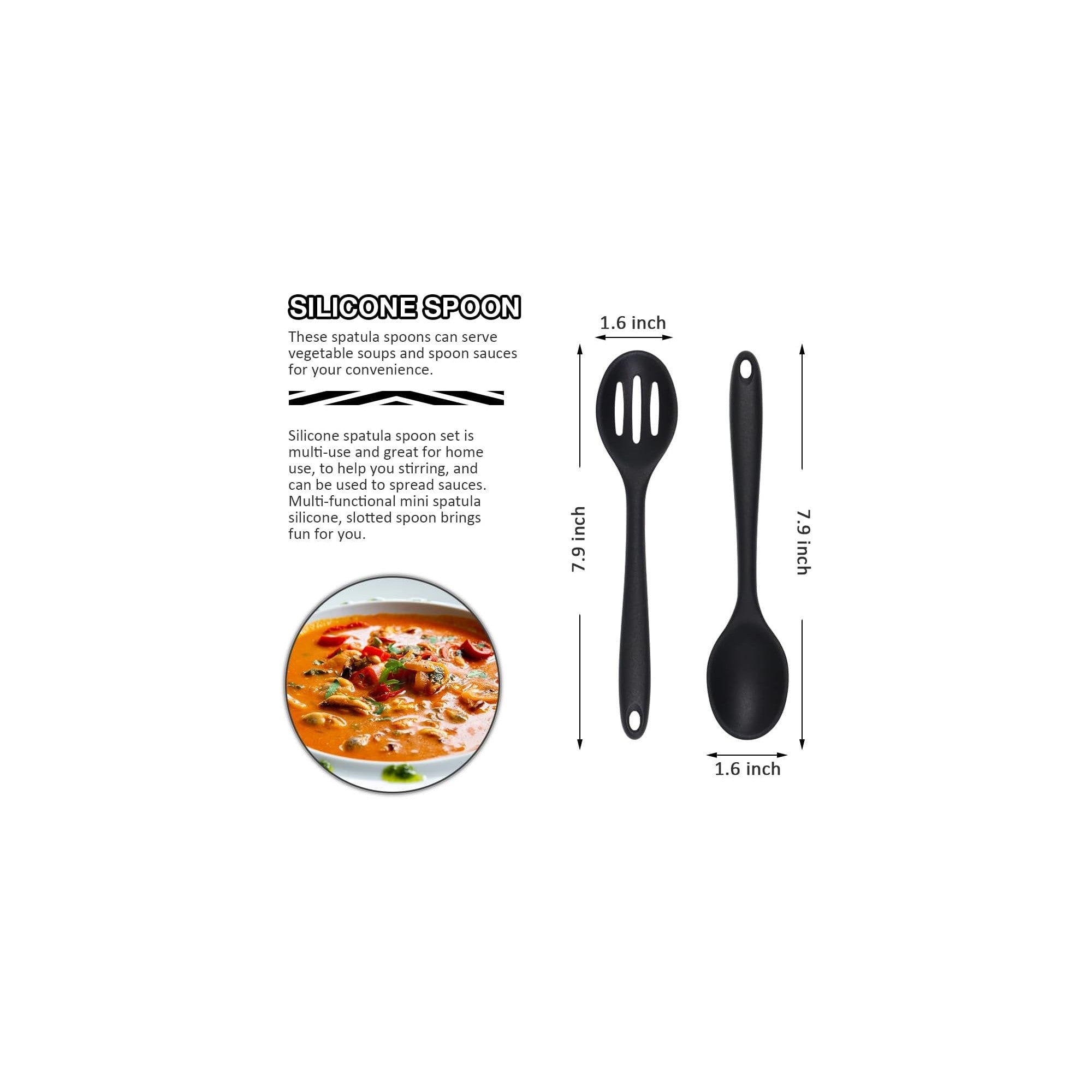 6-Piece Mini Silicone Kitchen Tool Set. – Scale Reference – Dura Living
