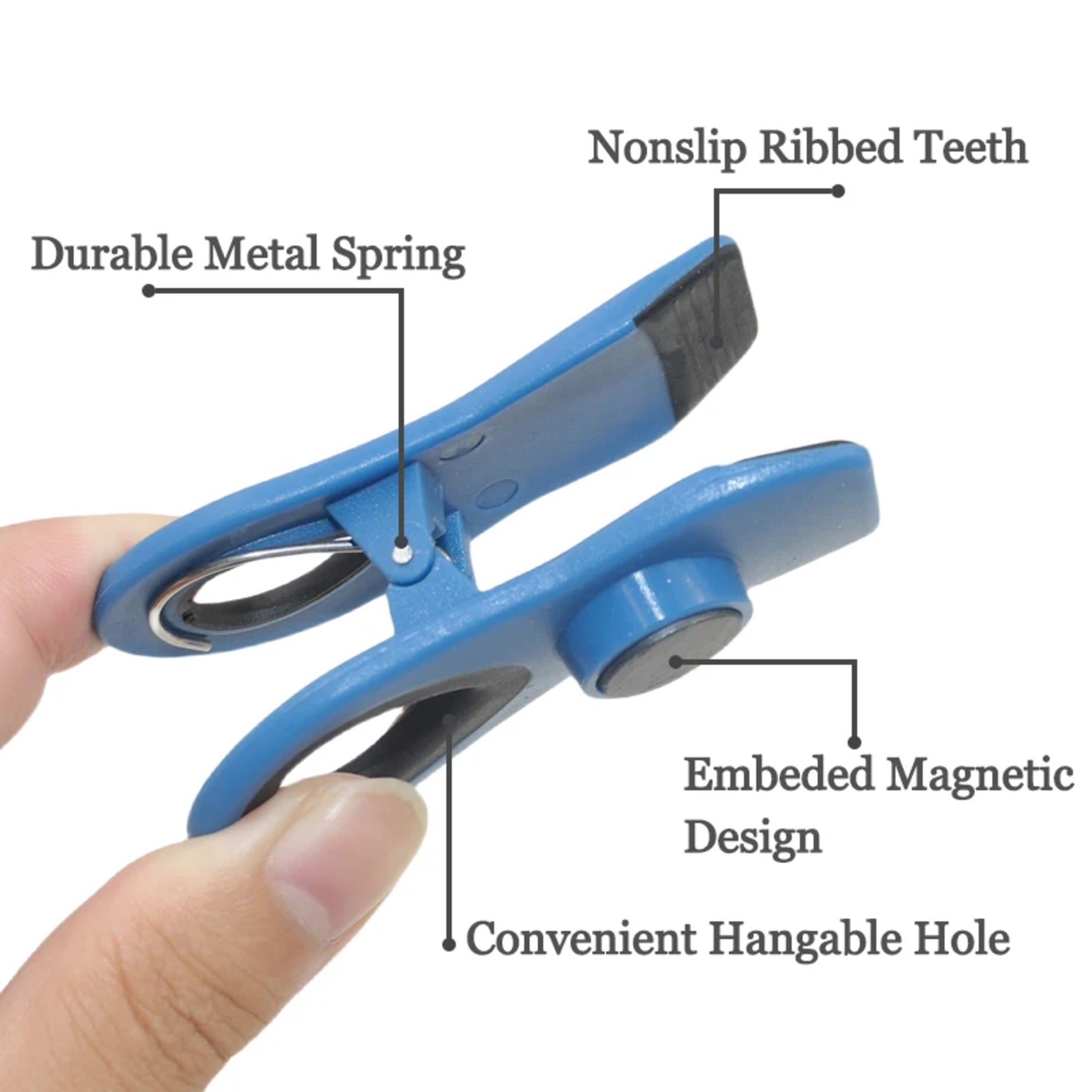 10-Piece Magnetic Bag Clip Set, Multi Blue
