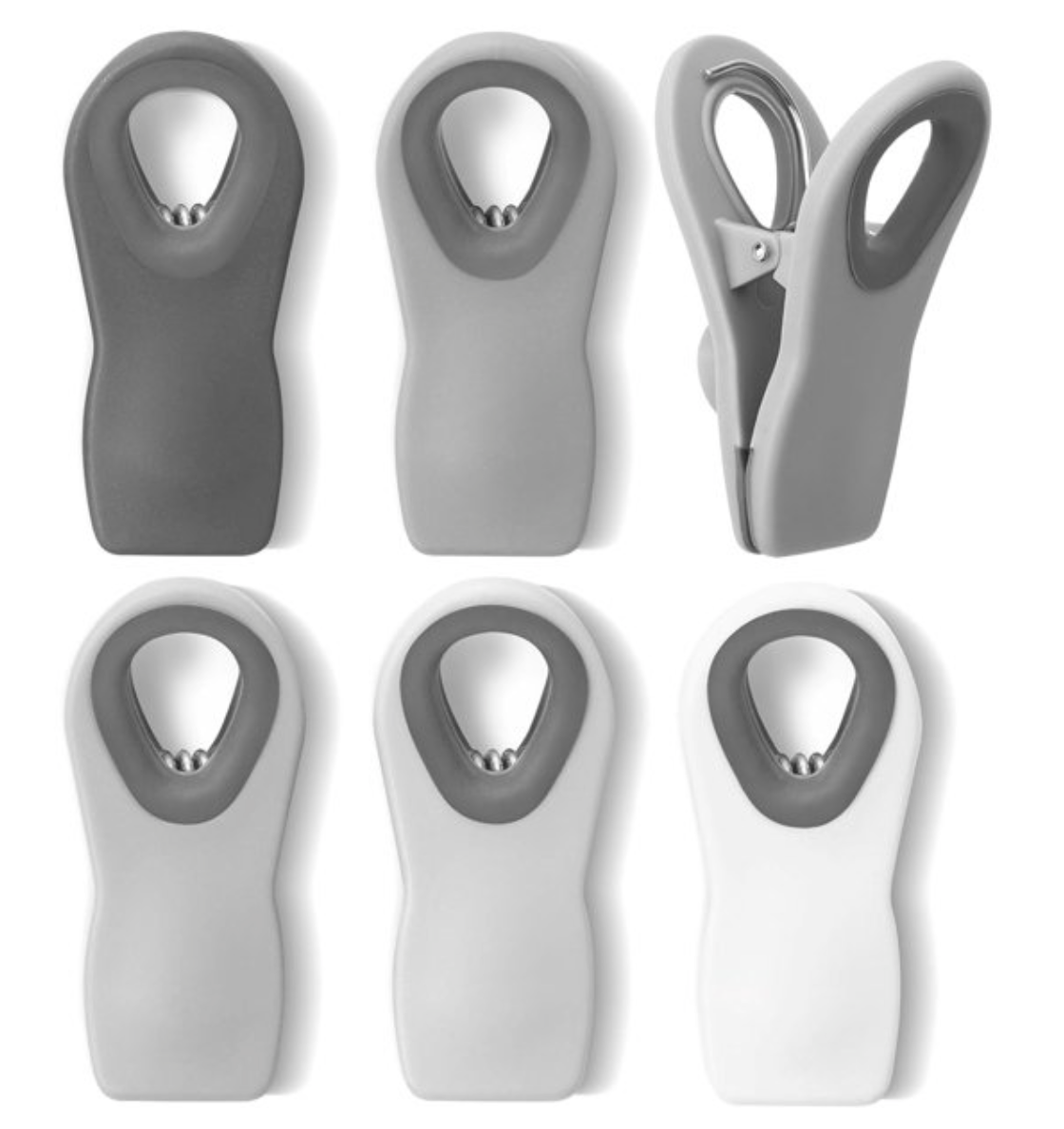 10-Piece Magnetic Bag Clip Set, Greys