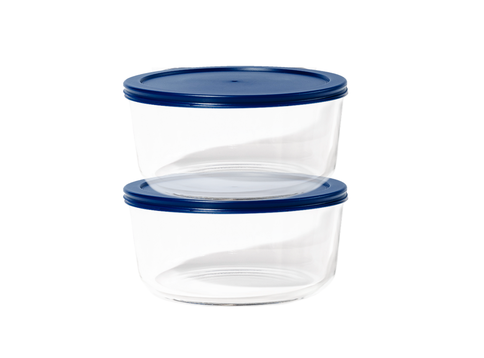 Glass Food Storage Containers - 4 Piece 6.55 Cup (2 Containers + 2 Lids) Set, Blue