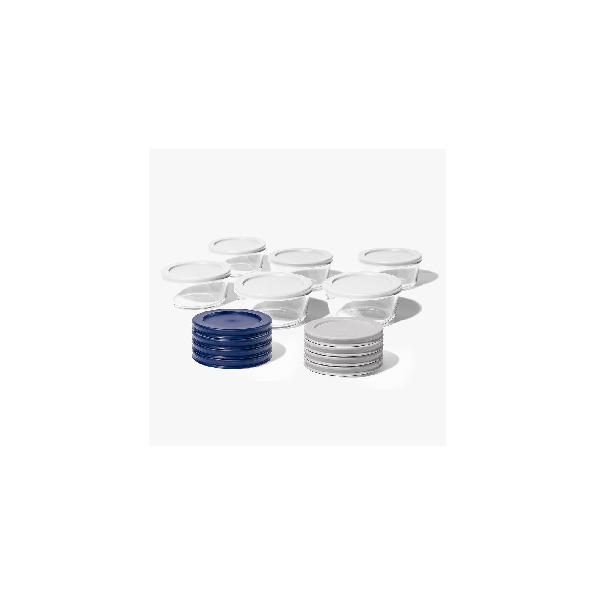 12 Piece (2 Cup / 16oz) Round Glass Food Storage Container Set (6 Containers + 6 Lids) with Bonus Lids – Dura Living