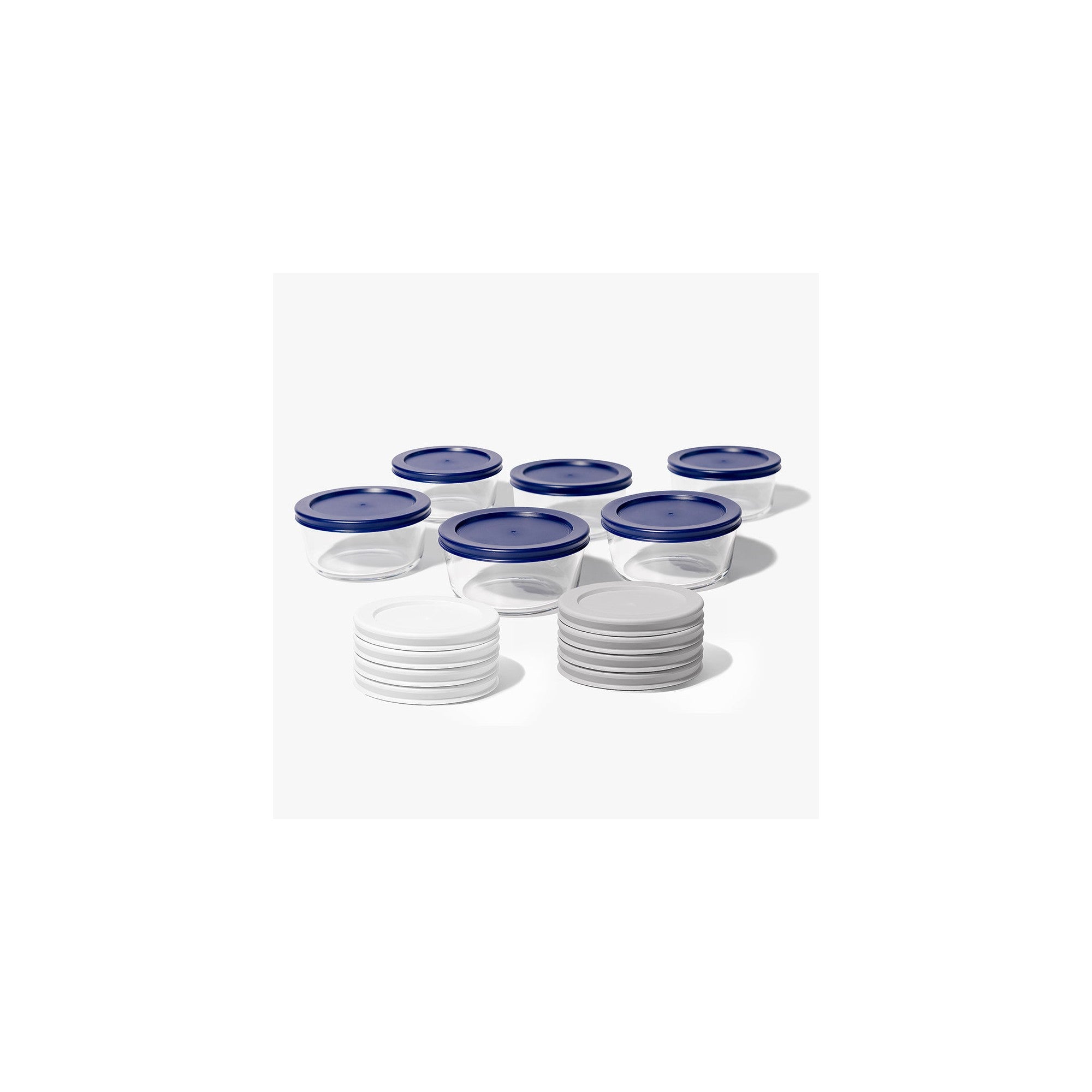 12 Piece (2 Cup / 16oz) Round Glass Food Storage Container Set (6 Containers + 6 Lids) with Bonus Lids – Dura Living