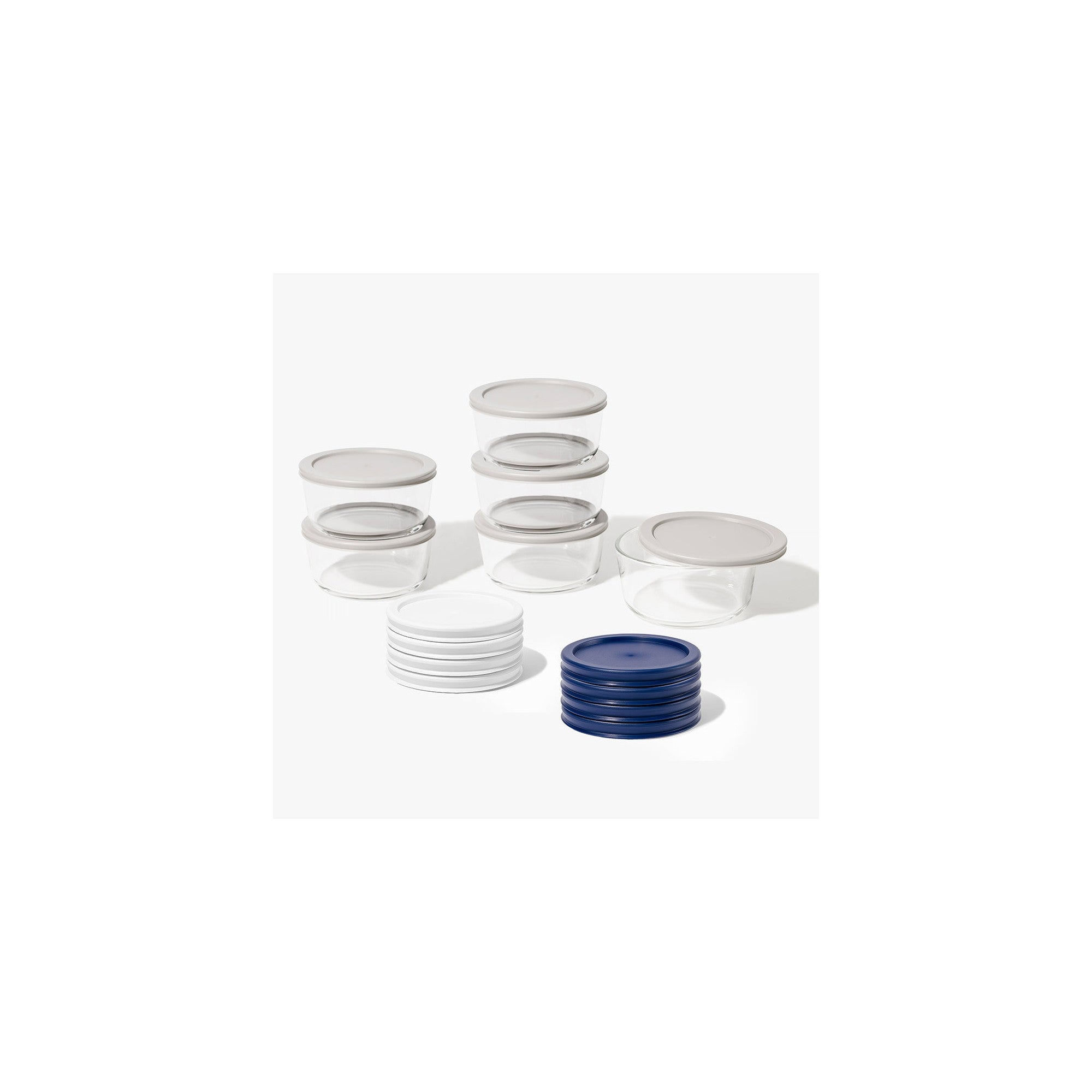 12 Piece (4 Cup / 32oz) Round Glass Food Storage Container Set (6 Containers + 6 Lids) with Bonus Lids – Dura Living