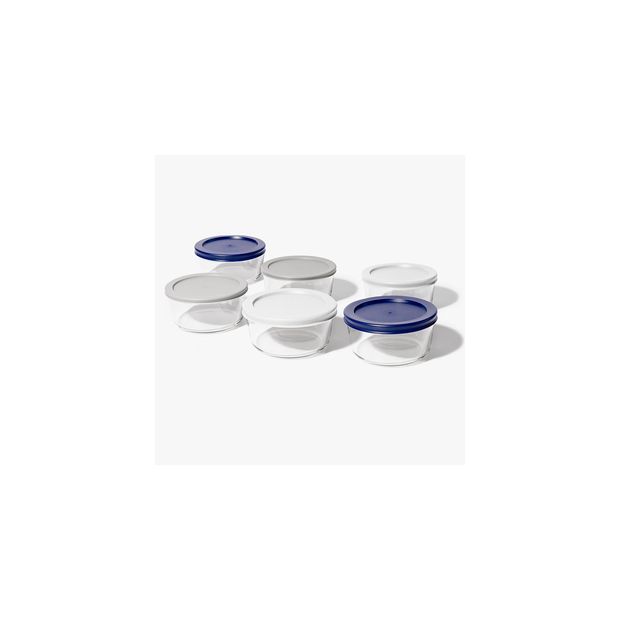 12 Piece (2 Cup / 16oz) Round Glass Food Storage Container Set (6 Containers + 6 Lids) with Bonus Lids – Detail – Dura Living