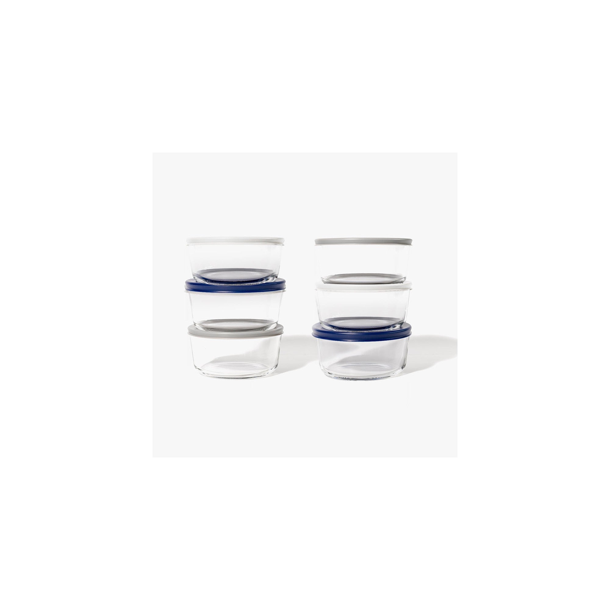 12 Piece (2 Cup / 16oz) Round Glass Food Storage Container Set (6 Containers + 6 Lids) with Bonus Lids – Full Set – Dura Living