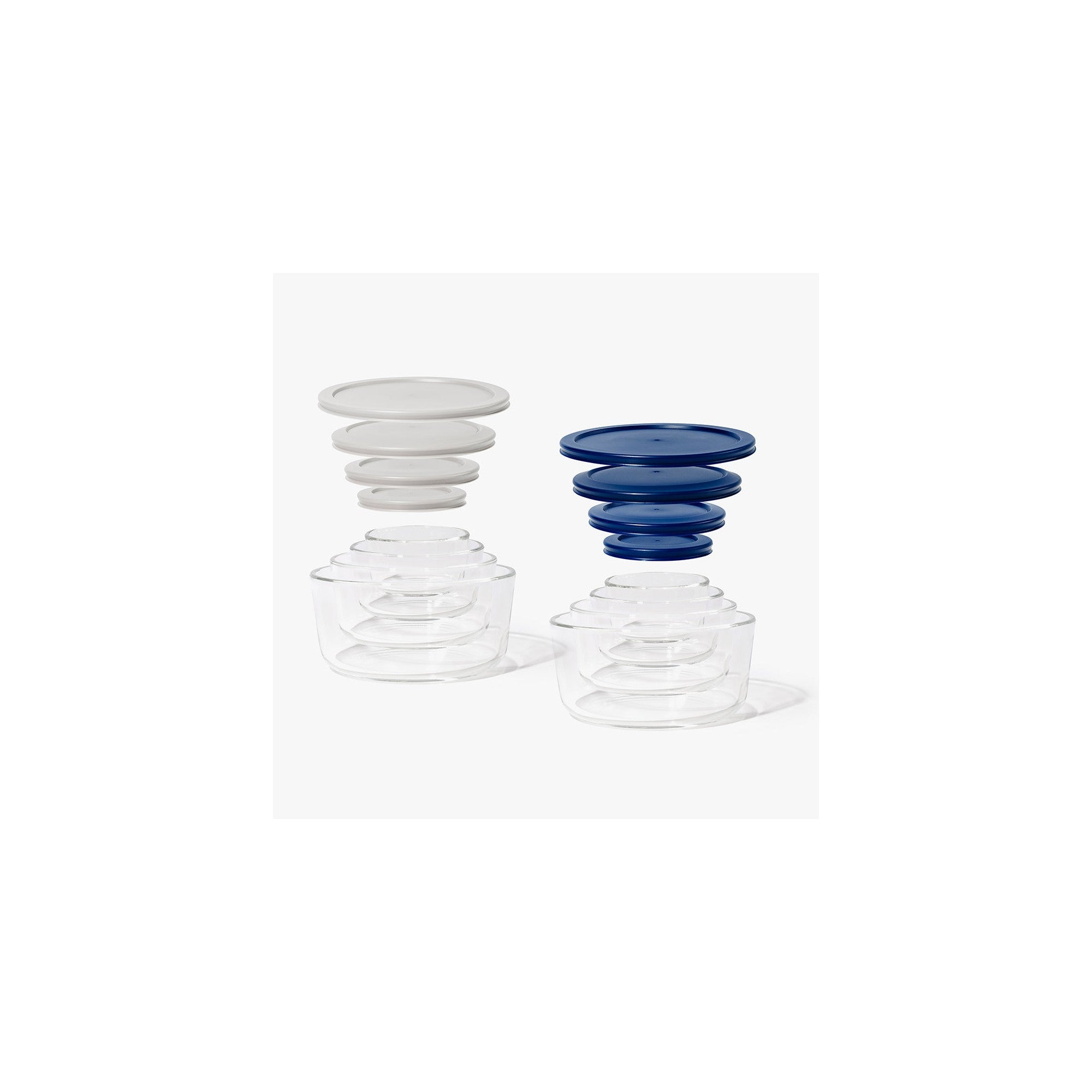 16 Piece Round Nest Space-Saving Glass Storage Container Set (8 Containers + 8 Lids) With Bonus Lids – Lifestyle – Dura Living