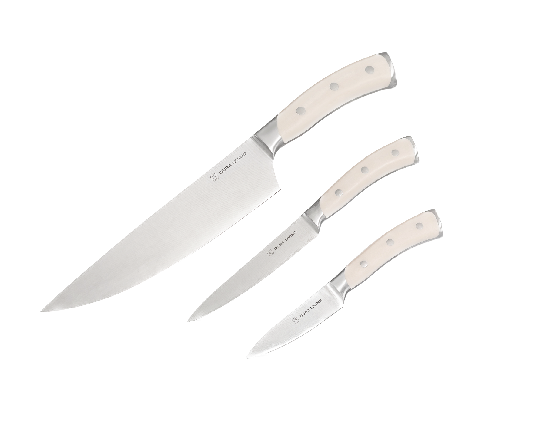 Elite 3-Piece Kitchen Knife Set, Cream