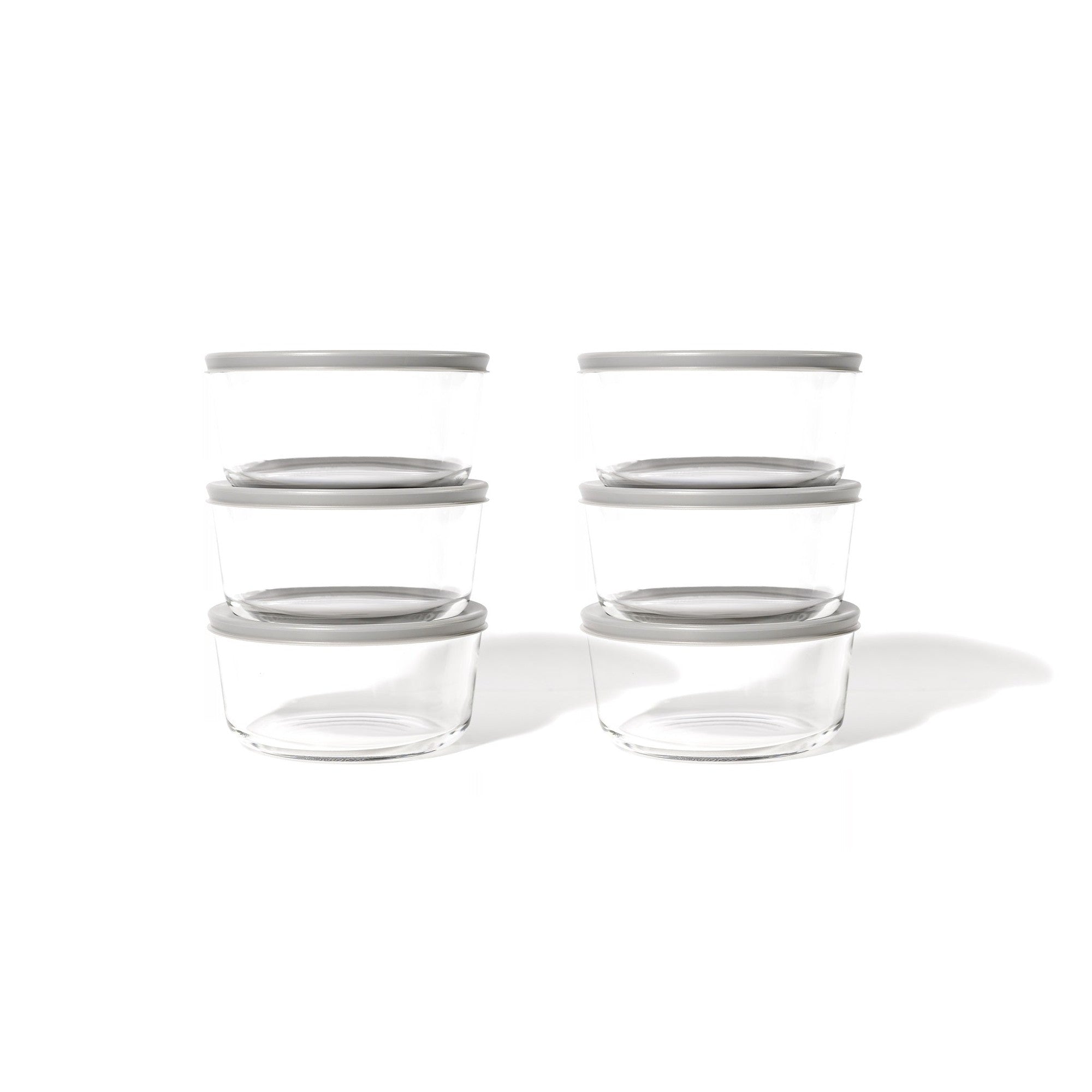 12 Piece Set (2 Cup / 16Oz)  Round Glass Storage Containers With Lids, Grey – Detail – Dura Living