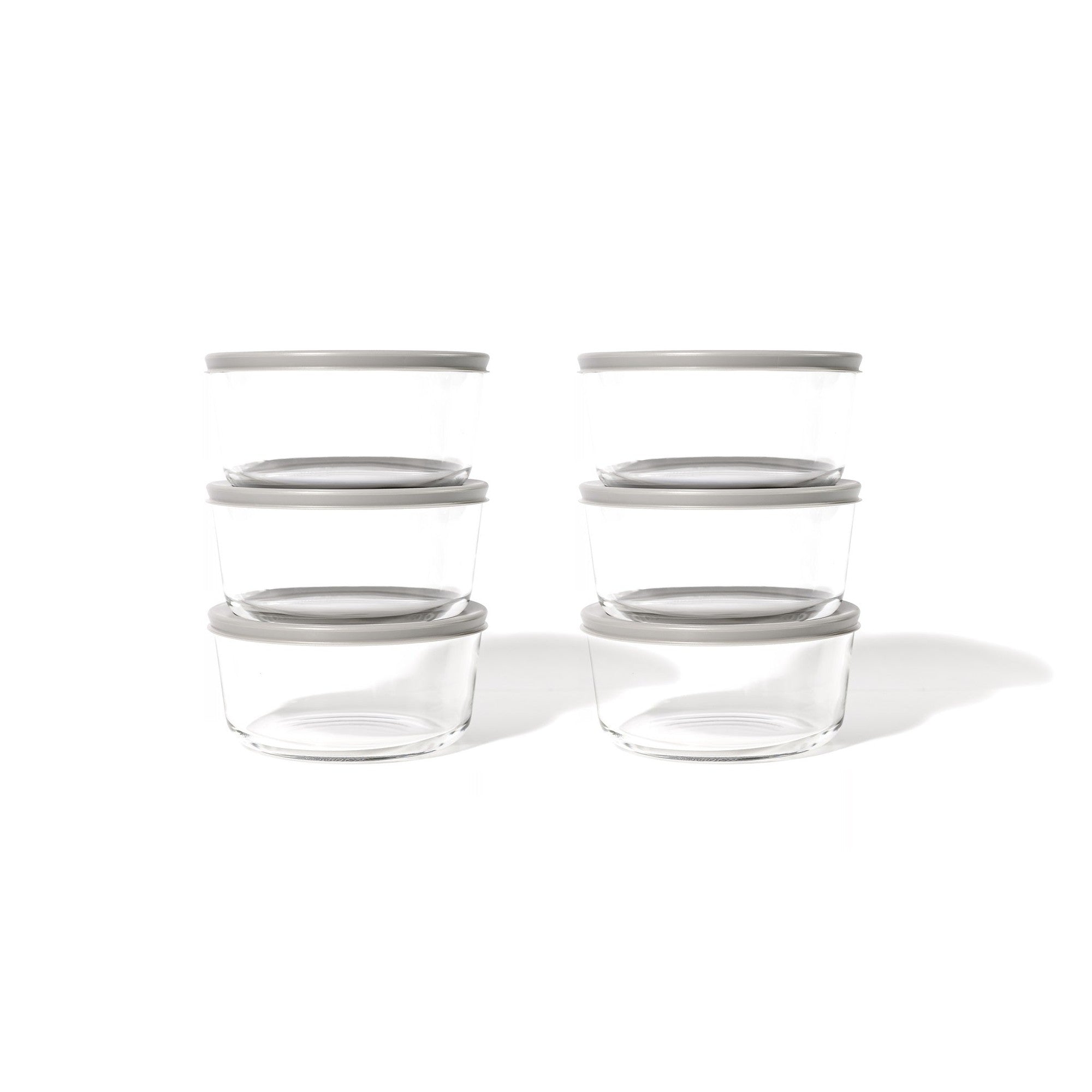 12 Piece Set (4 Cup / 32Oz ) Round Glass Storage Containers With Lids, Grey – Detail – Dura Living