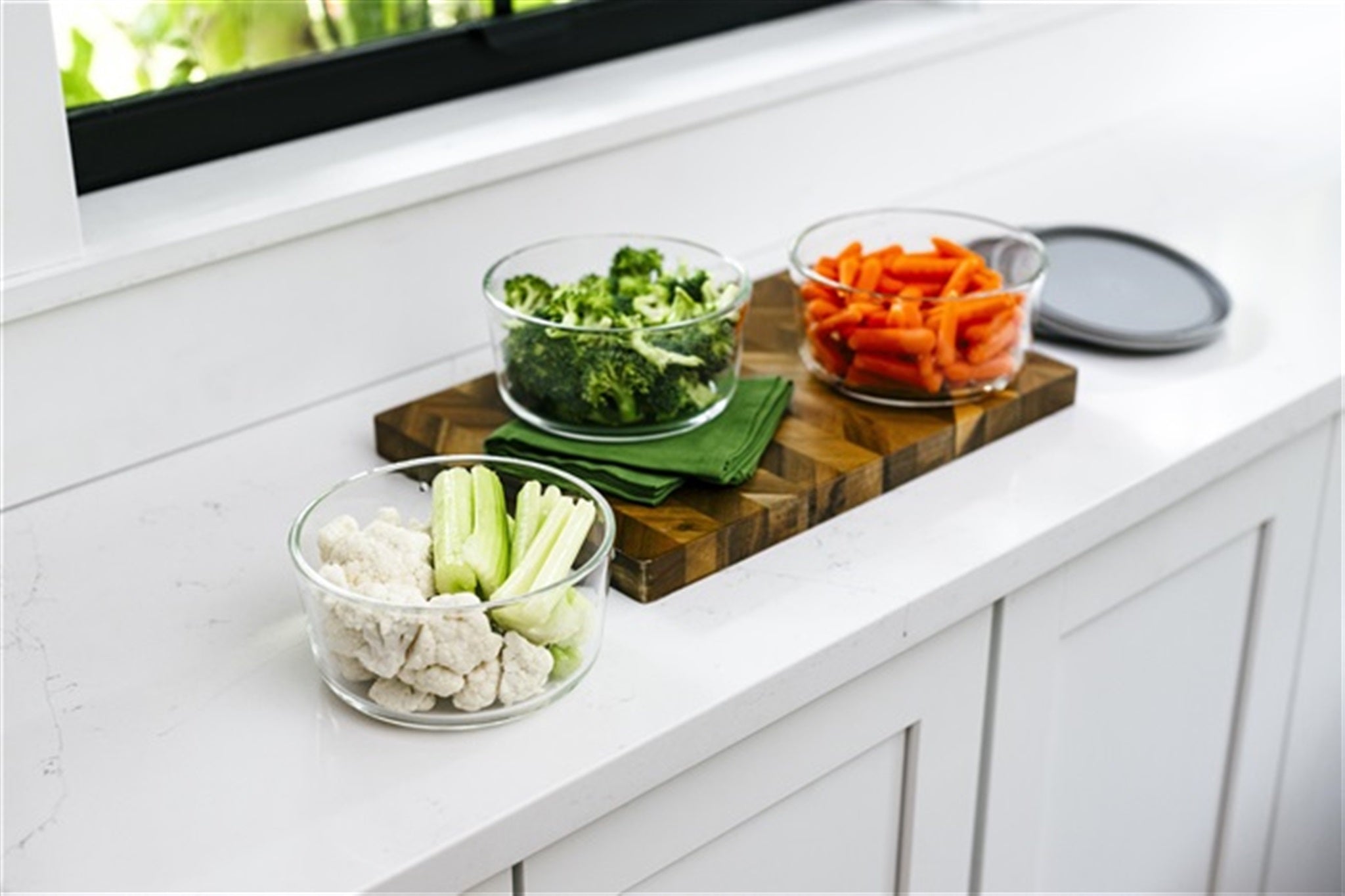 12 Piece Set (4 Cup / 32Oz ) Round Glass Storage Containers With Lids, Grey