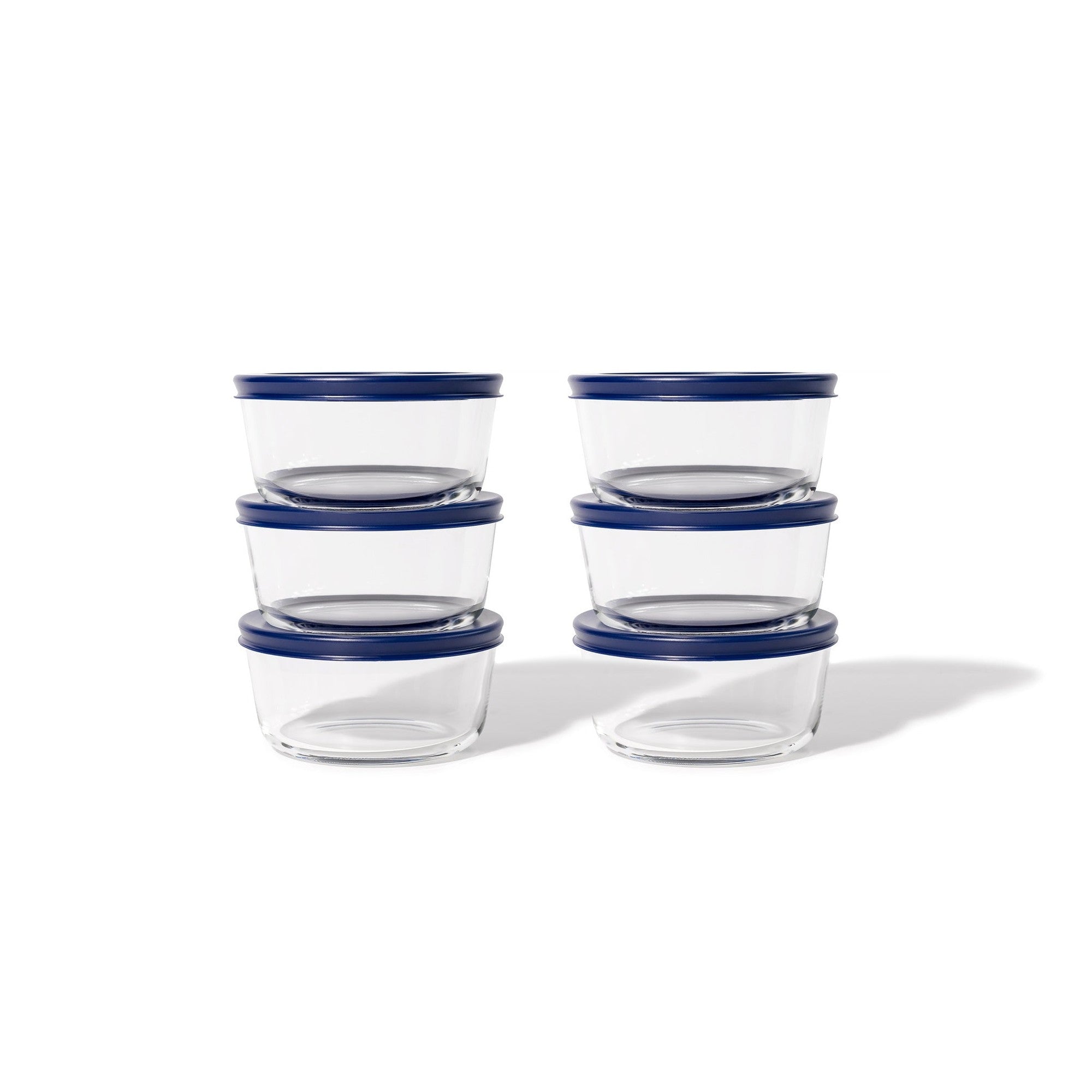 12 Piece Set (4 Cup / 32Oz ) Round Glass Storage Containers With Lids, Blue – Detail – Dura Living