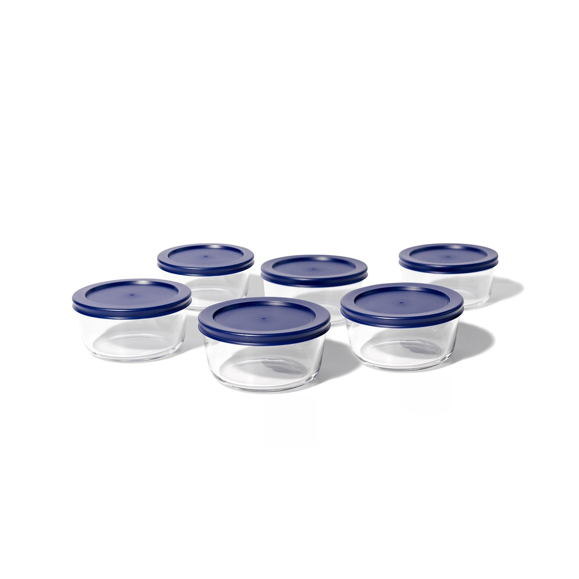 12 Piece Set (4 Cup / 32Oz ) Round Glass Storage Containers With Lids, Blue – Packaging – Dura Living