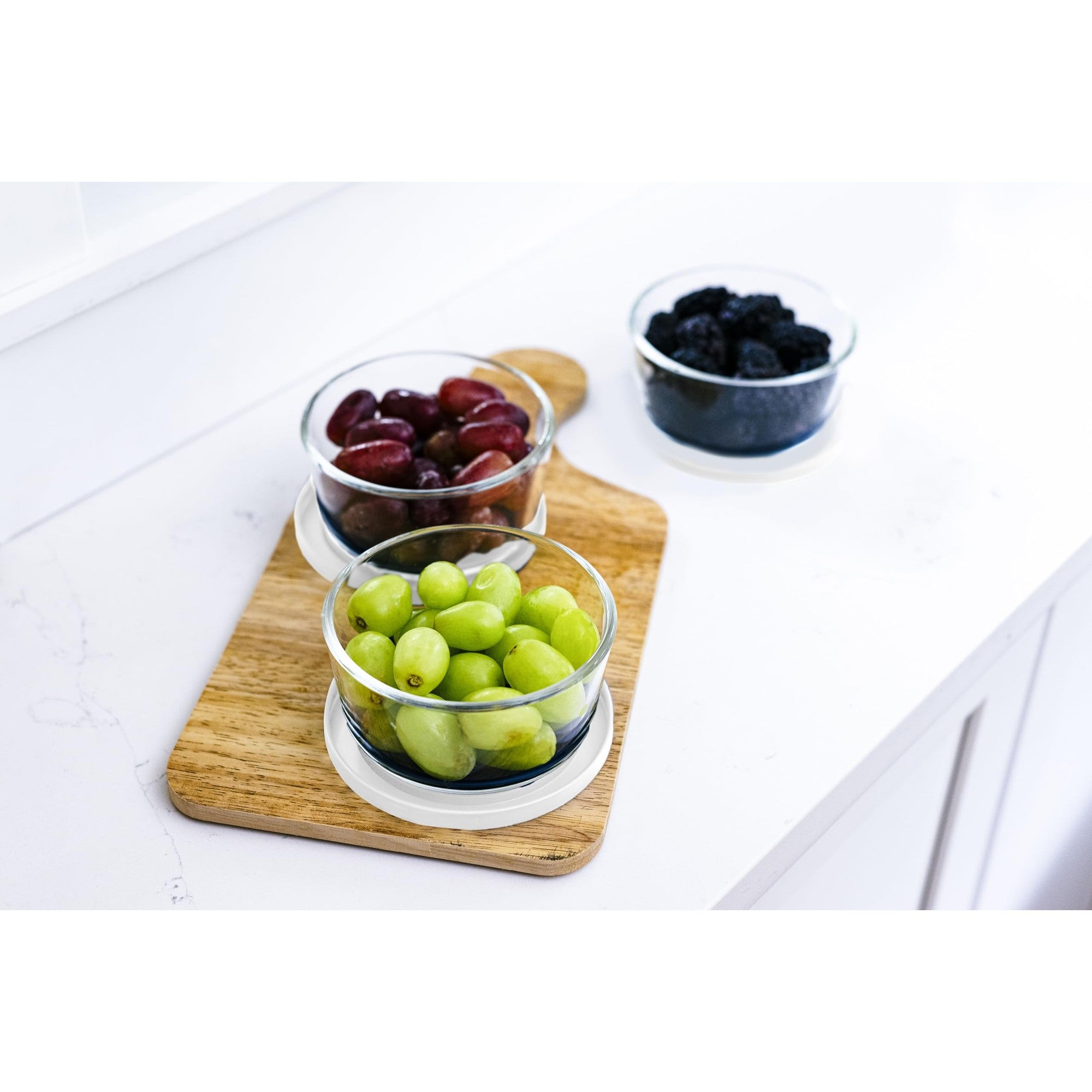 6 Piece Set (2 Cup / 16Oz)  Round Glass Storage Containers With Lids, White – Scale Reference – Dura Living