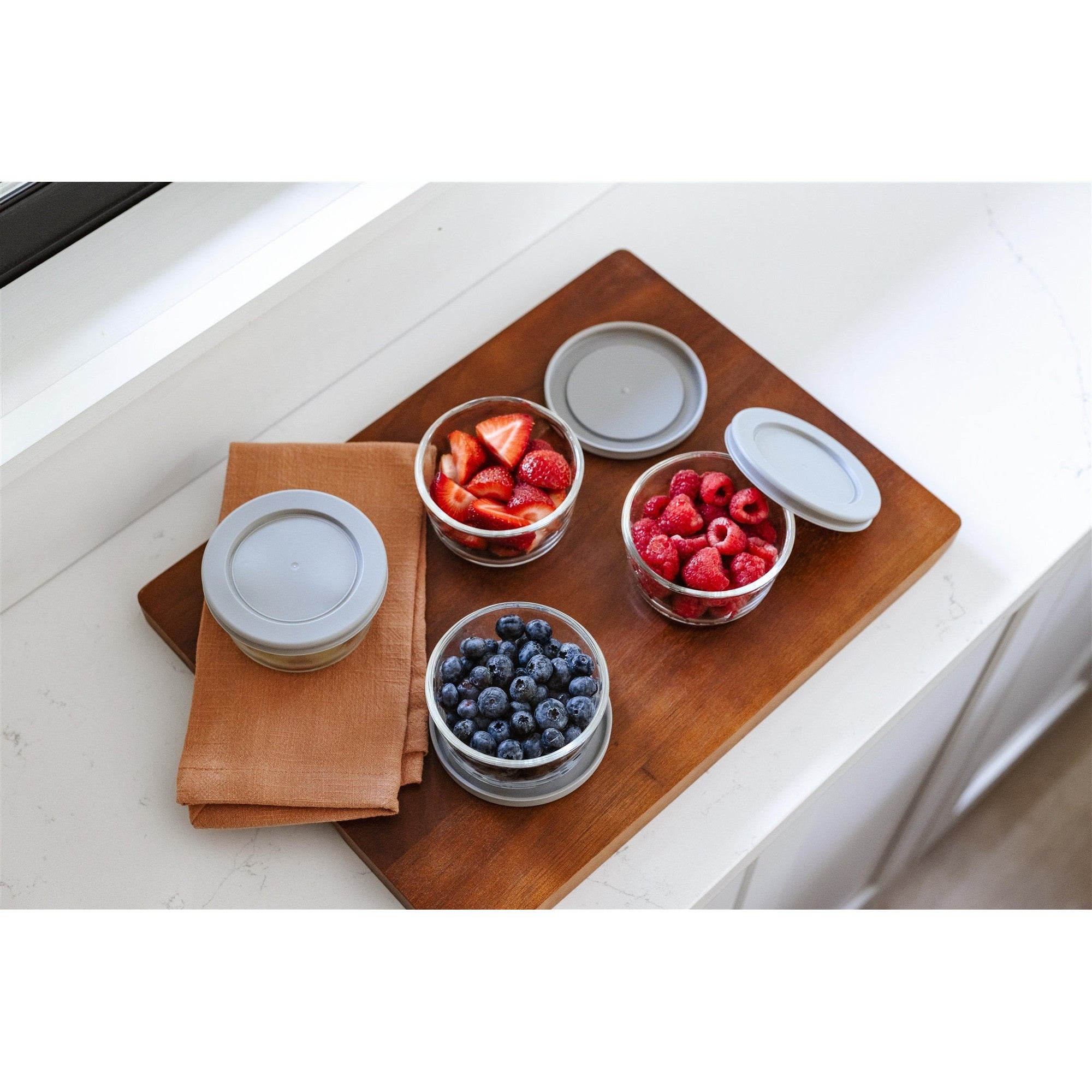 16 Piece Set 7 Oz  Round Glass Storage Containers With Lids, Grey – Scale Reference – Dura Living