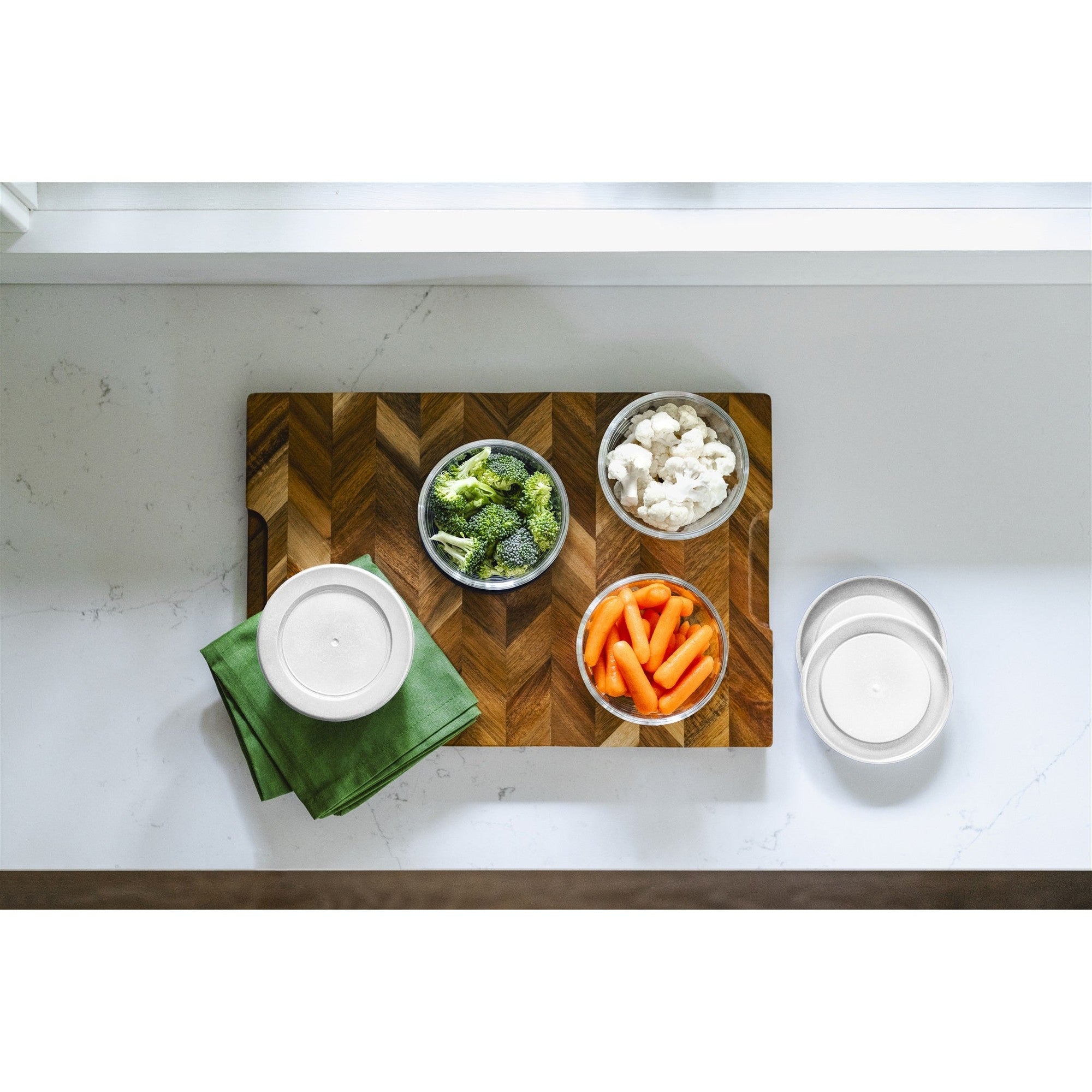 16 Piece Set 7 Oz  Round Glass Storage Containers With Lids, White – Packaging – Dura Living