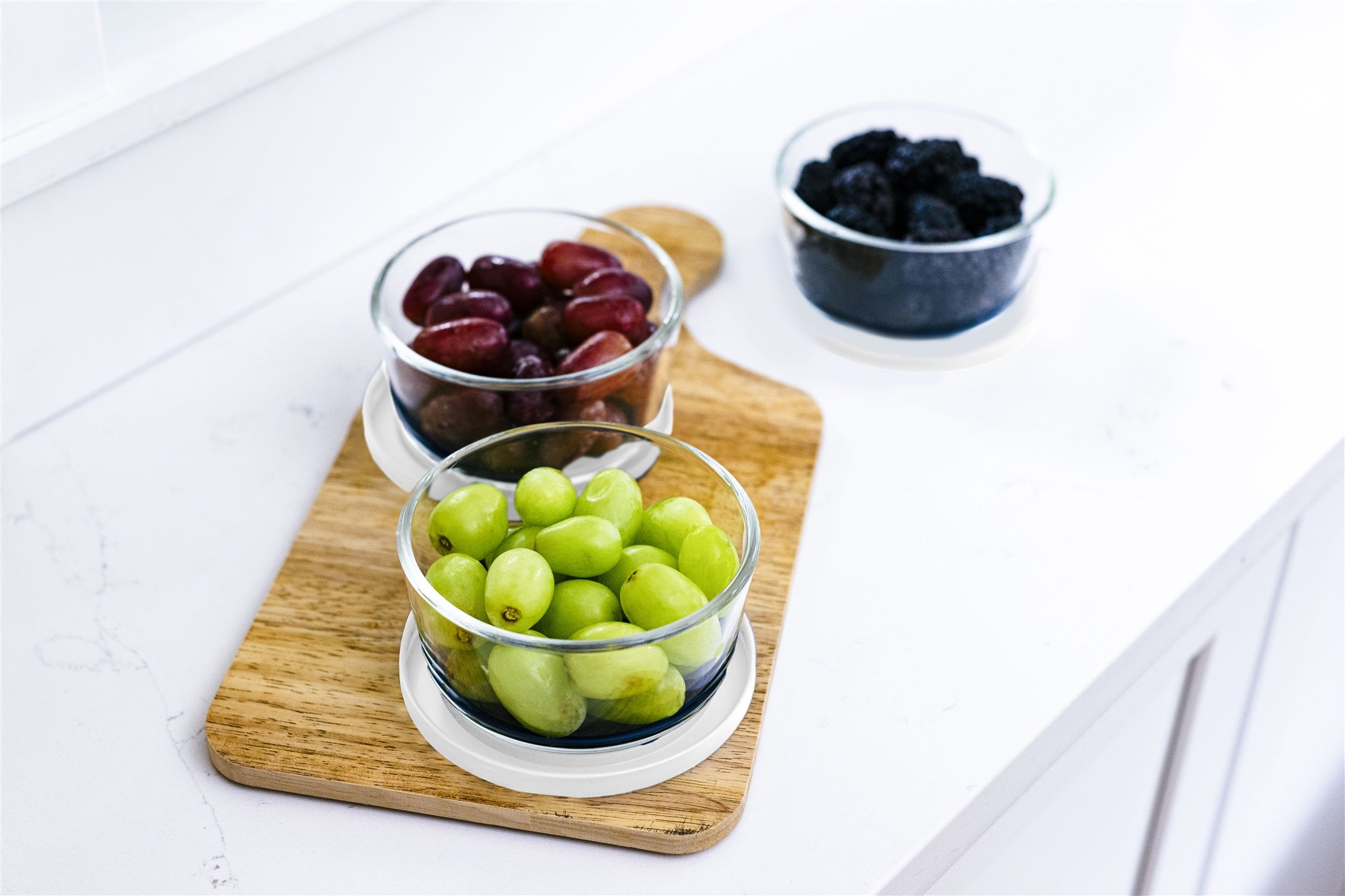 12 Piece Set (2 Cup / 16Oz)  Round Glass Storage Containers With Lids, White