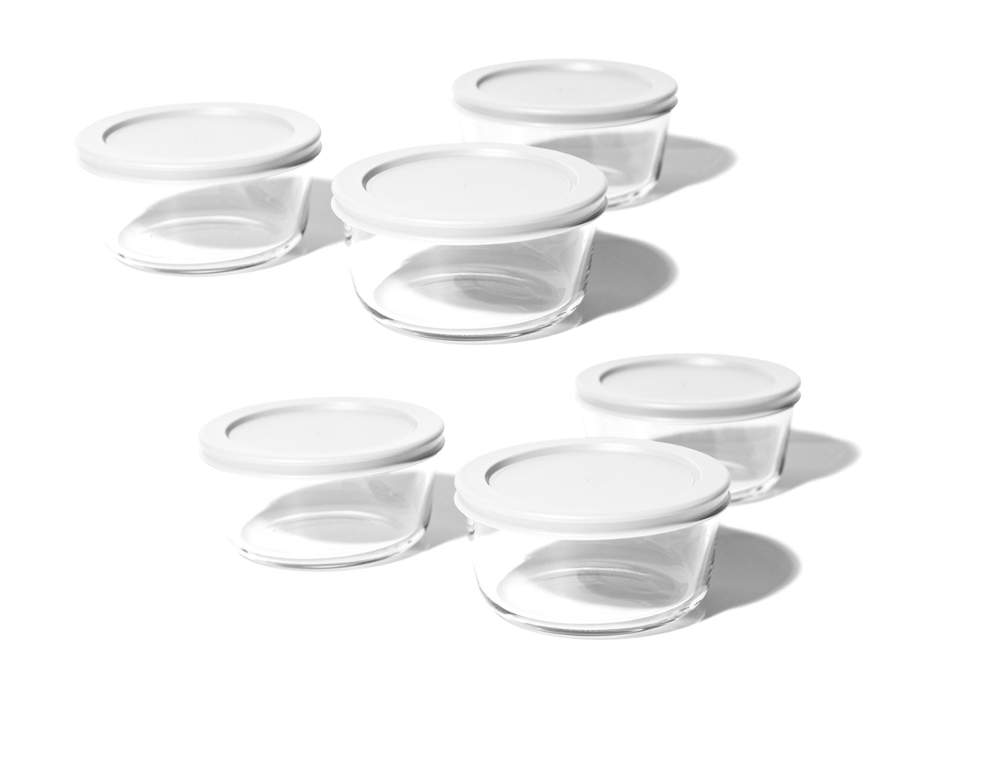 12 Piece Set (4 Cup / 32Oz ) Round Glass Storage Containers With Lids, White