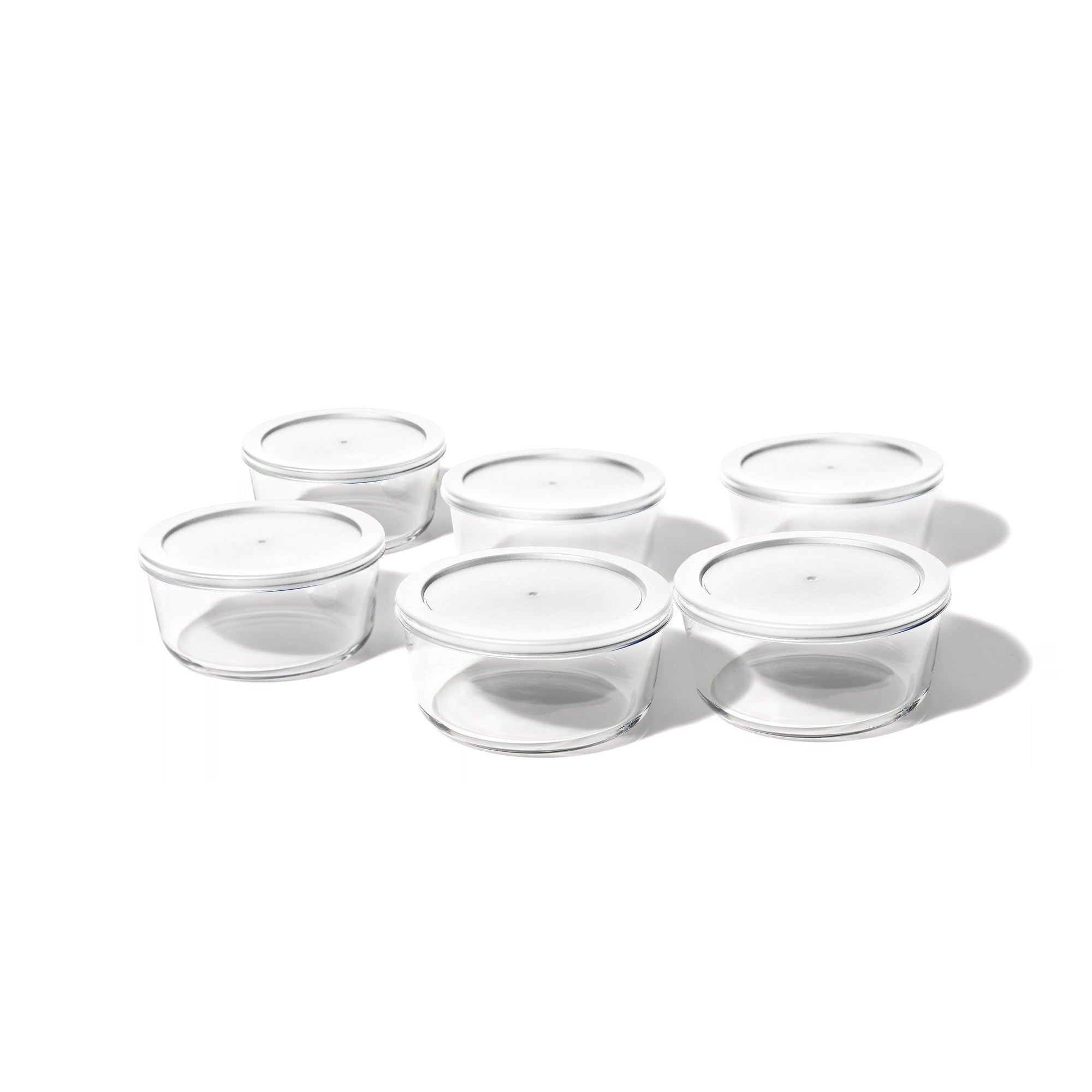 12 Piece Set (4 Cup / 32Oz ) Round Glass Storage Containers With Lids, White – Detail – Dura Living