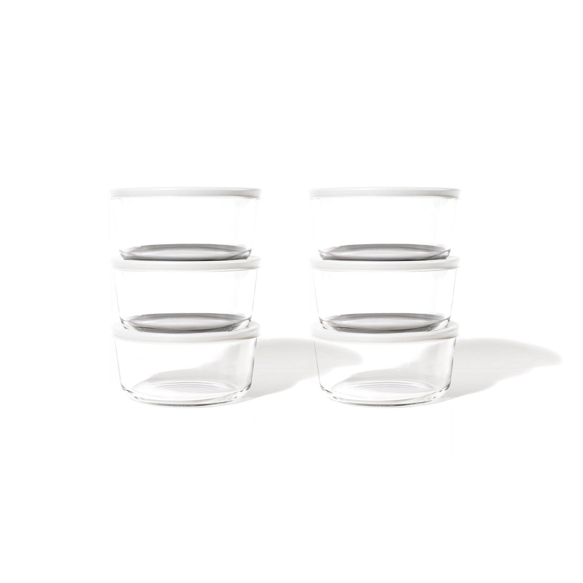 12 Piece Set (4 Cup / 32Oz ) Round Glass Storage Containers With Lids, White – Full Set – Dura Living