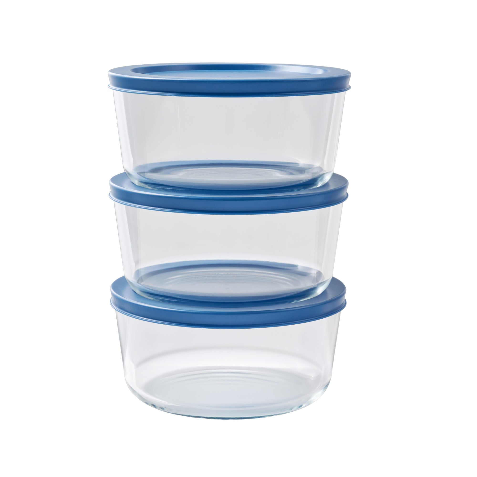 6 Piece Set (4 Cup / 32Oz ) Round Glass Storage Containers With Lids, Deep Navy – Dura Living