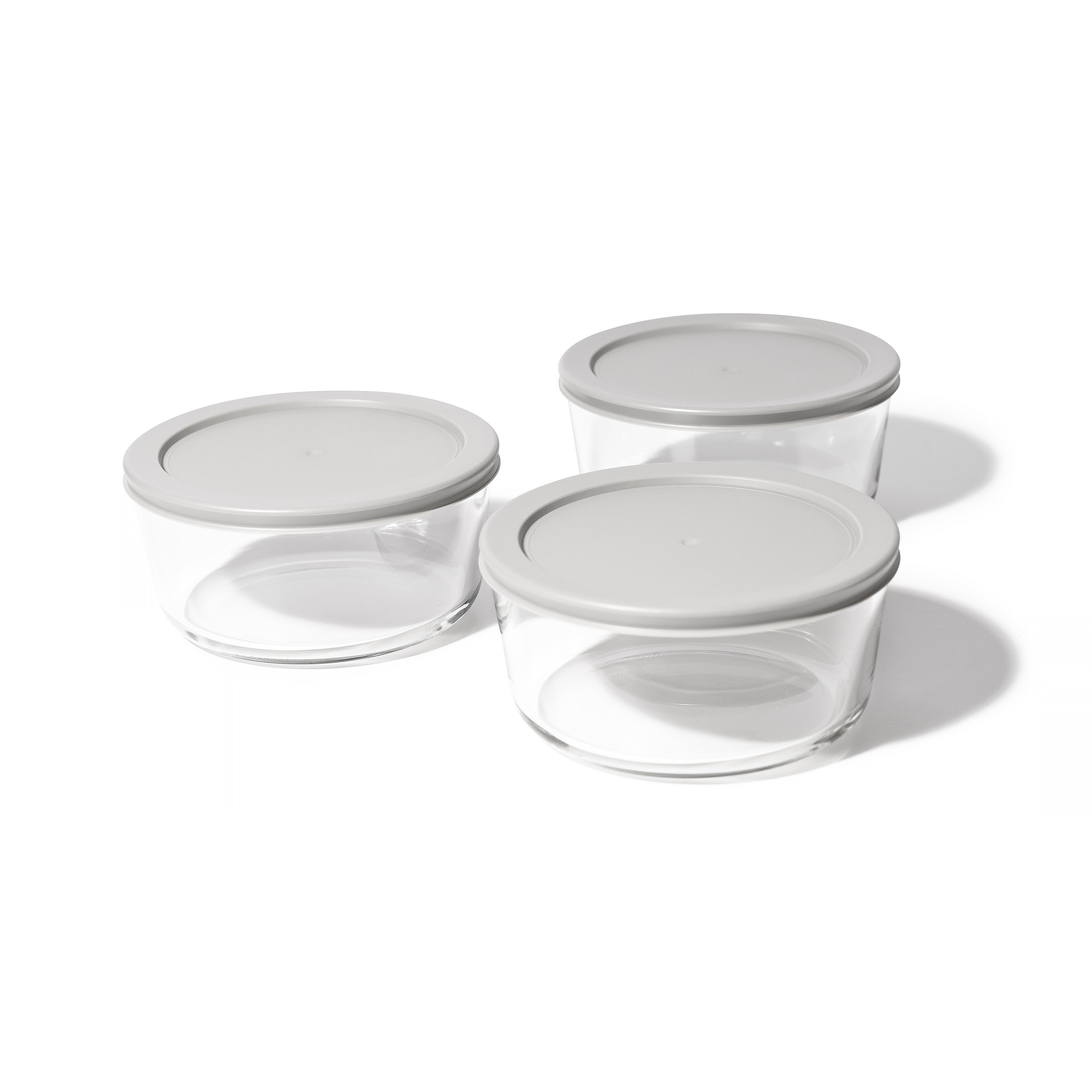 6 Piece Set (4 Cup / 32Oz ) Round Glass Storage Containers With Lids, Grey – Lifestyle – Dura Living
