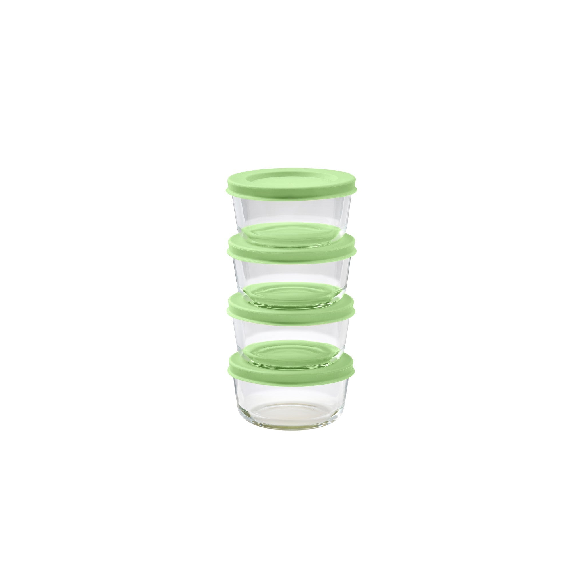 8 Piece Set (1 Cup / 8Oz)  Round Glass Storage Containers With Lids, Pistachio – Dura Living