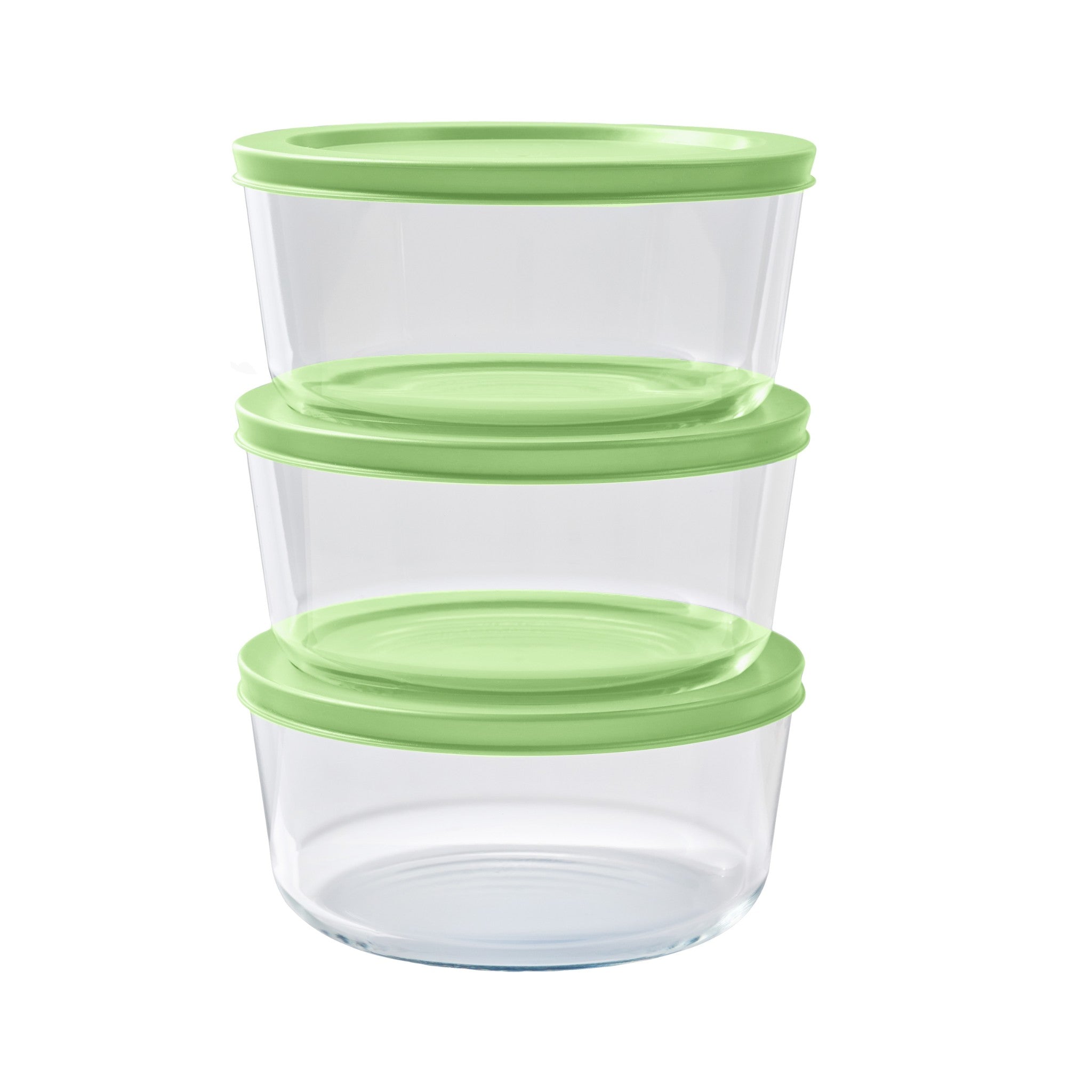 6 Piece Set (4 Cup / 32Oz ) Round Glass Storage Containers With Lids, Pistachio – Dura Living