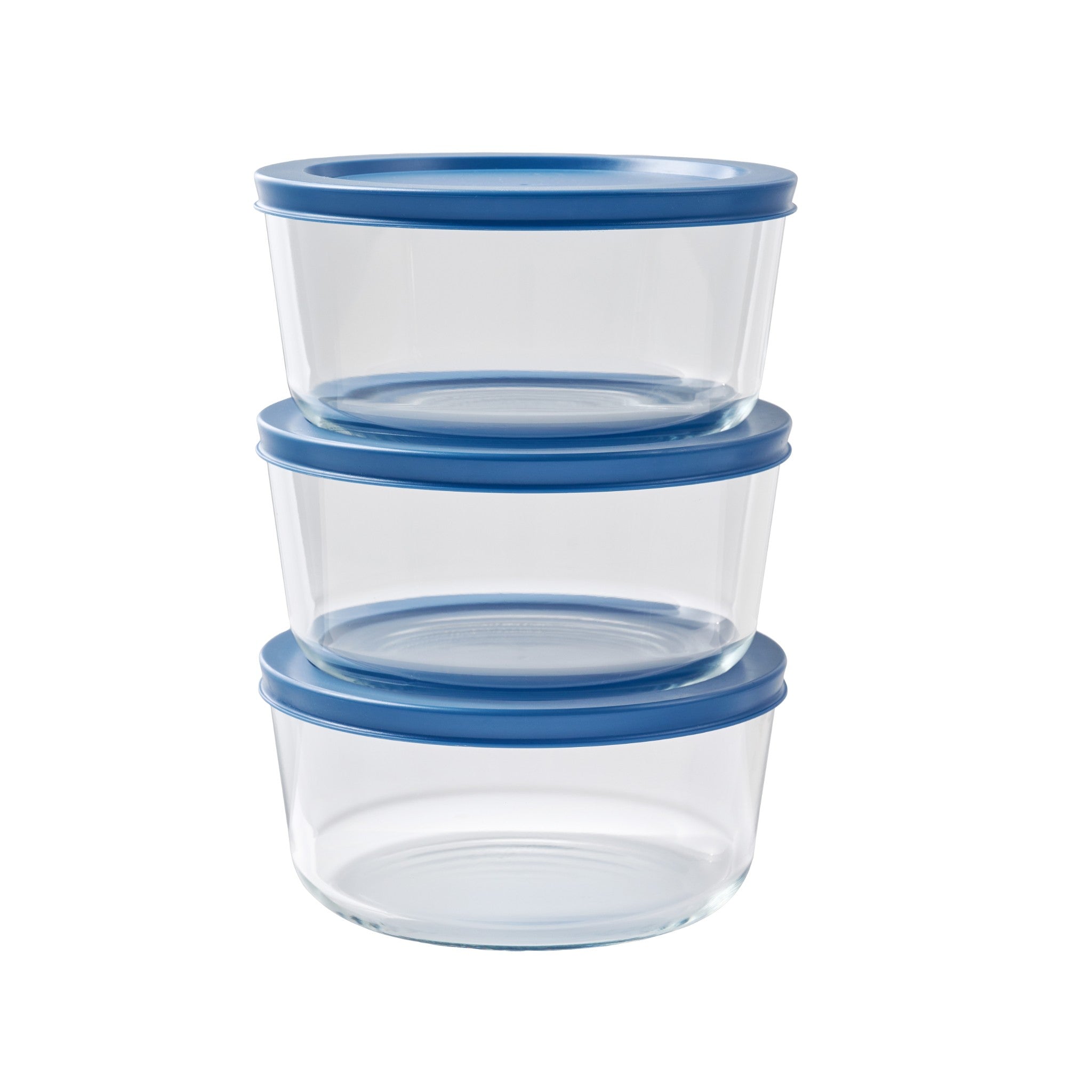 6 Piece Set (4 Cup / 32Oz ) Round Glass Storage Containers With Lids, Deep Navy – Dura Living