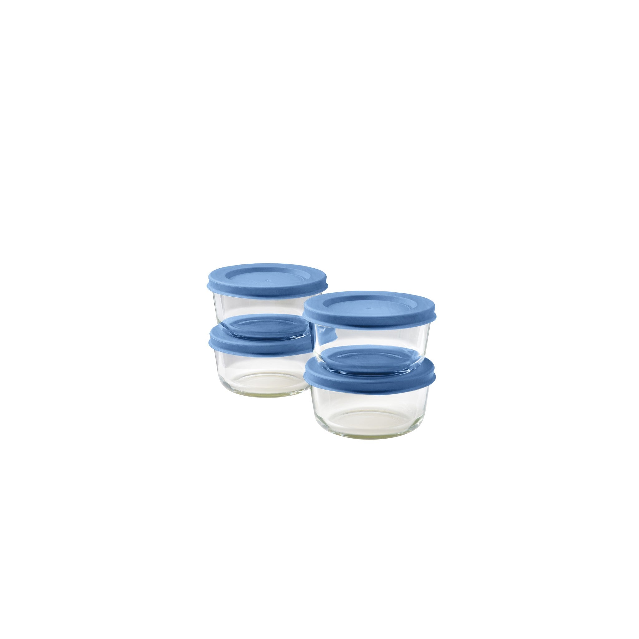 8 Piece Set (1 Cup / 8Oz)  Round Glass Storage Containers With Lids, Deep Navy – Dura Living