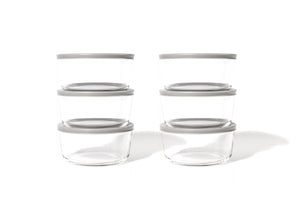 Glass Food Storage Containers - 12 Piece 2 Cup Set (6 Containers + 6 Lids)