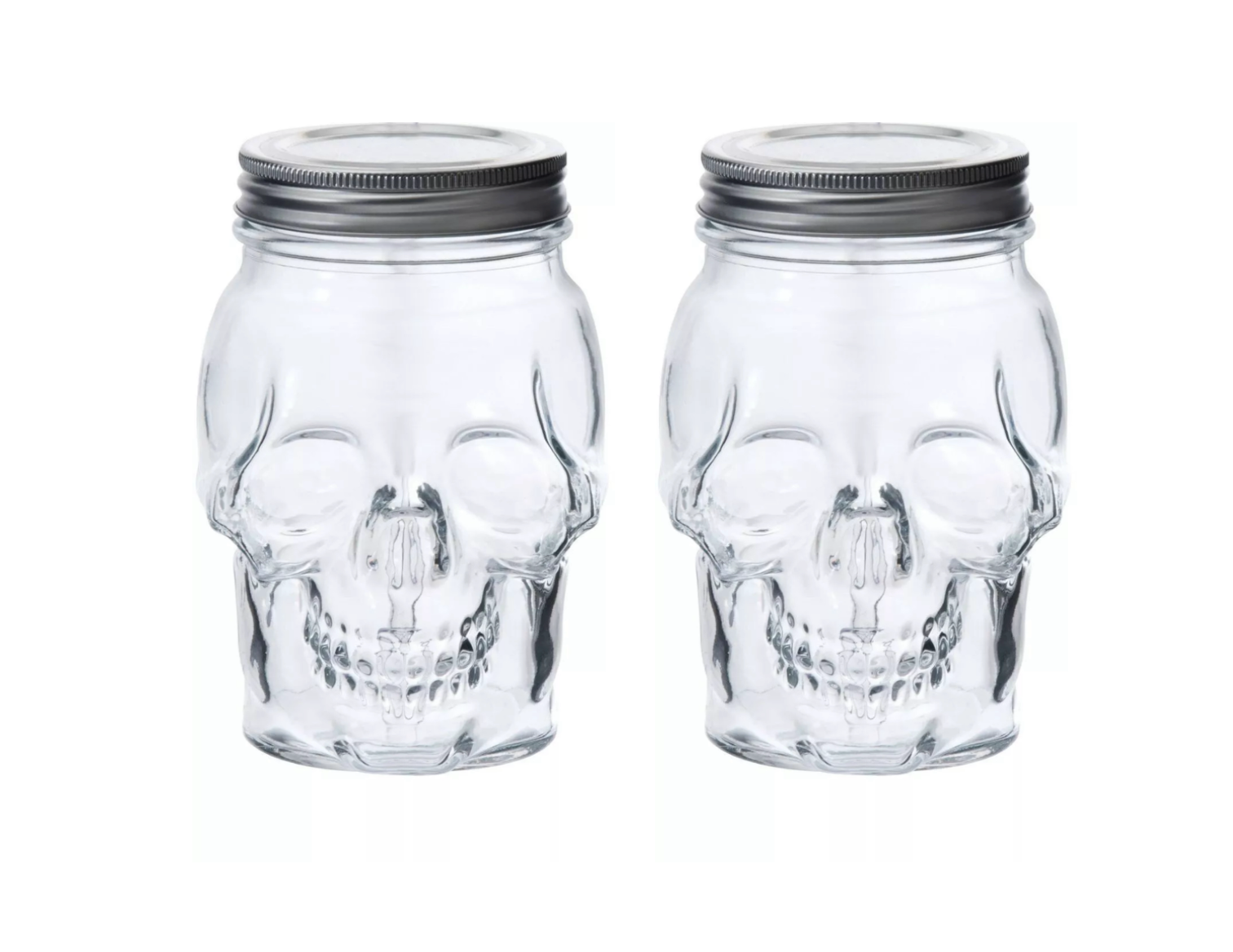 Dura Living Skull Mason Jar with Lid-42 oz Clear 2-Pack