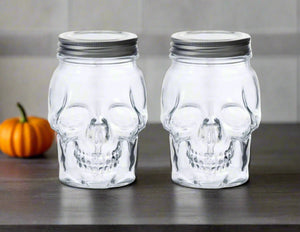 Dura Living Skull Mason Jar with Lid-16 oz Clear 2-Pack