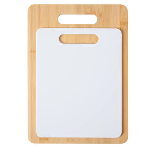 2-Piece Bamboo and Poly Cutting Board Set – Eco-Friendly Bamboo & Durable Poly Chopping Boards, White