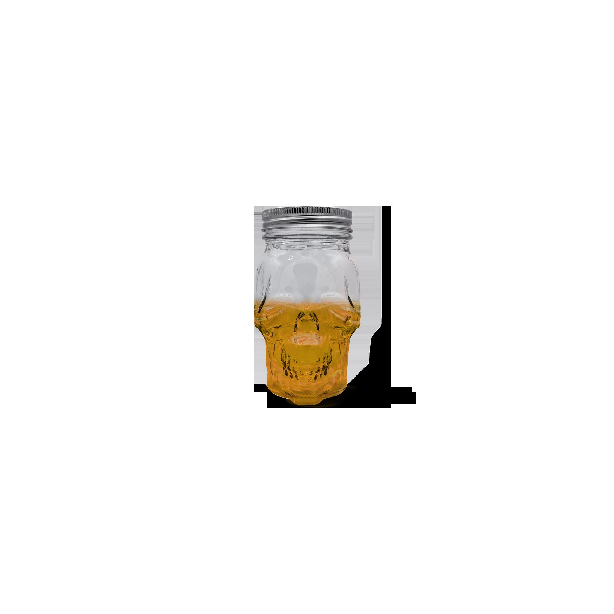 Skull Mason Jar with Lid, 4-Piece Set (2 skull Mason Jars & 2 Lids) 16oz, Clear – Detail – Dura Living