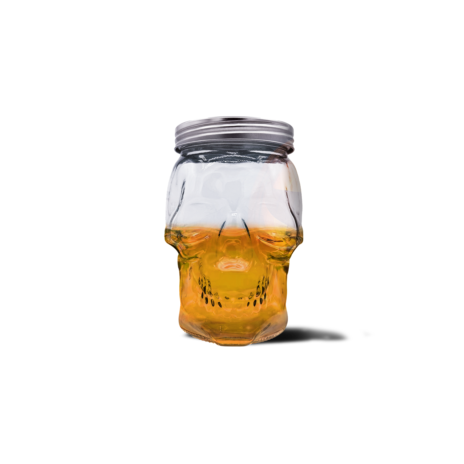 Skull Mason Jar with Lid, 4-Piece Set (2 skull Mason Jars & 2 Lids) 42oz, Clear