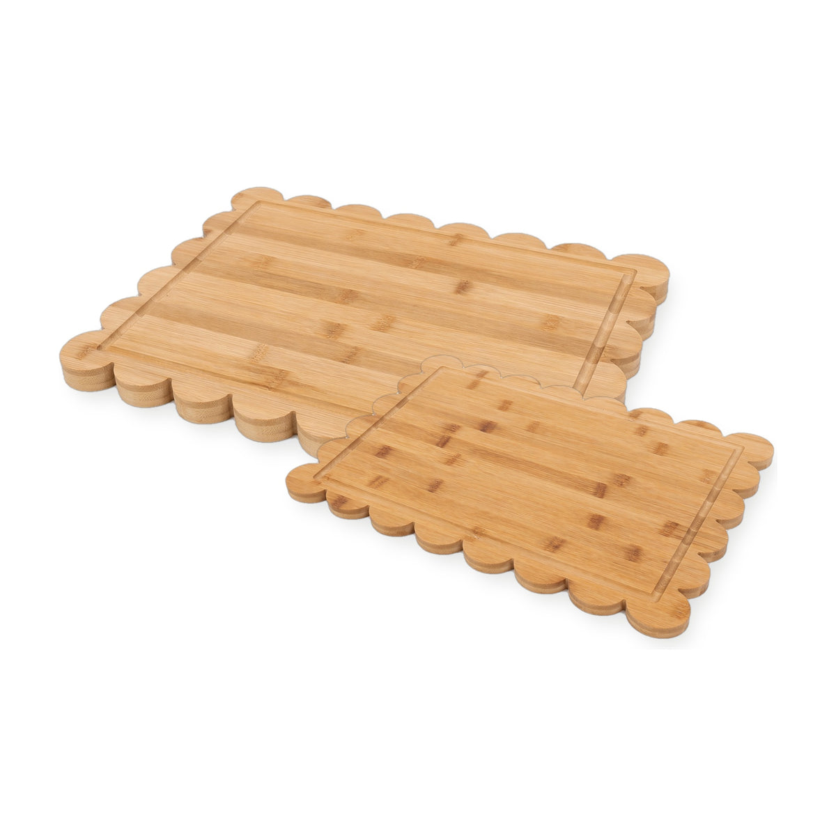 2 Piece Bamboo Scalloped Cutting Board Set
