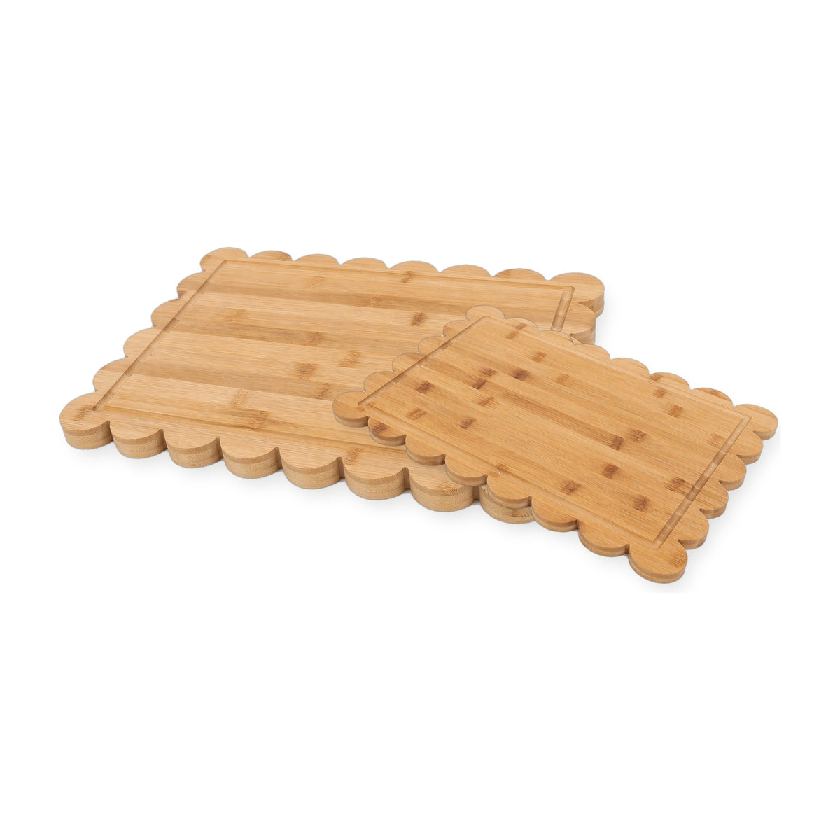 2 Piece Bamboo Scalloped Cutting Board Set