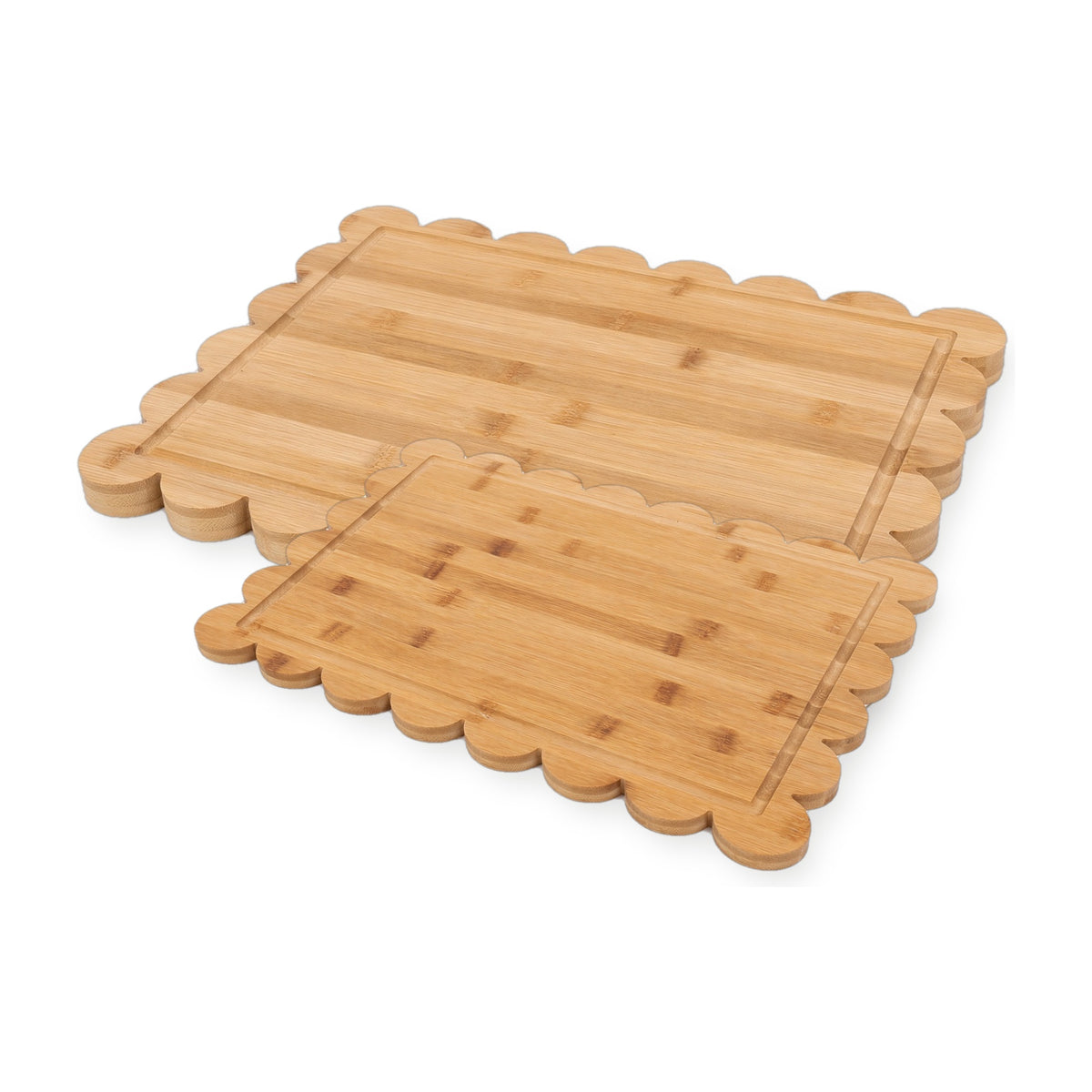 2 Piece Bamboo Scalloped Cutting Board Set