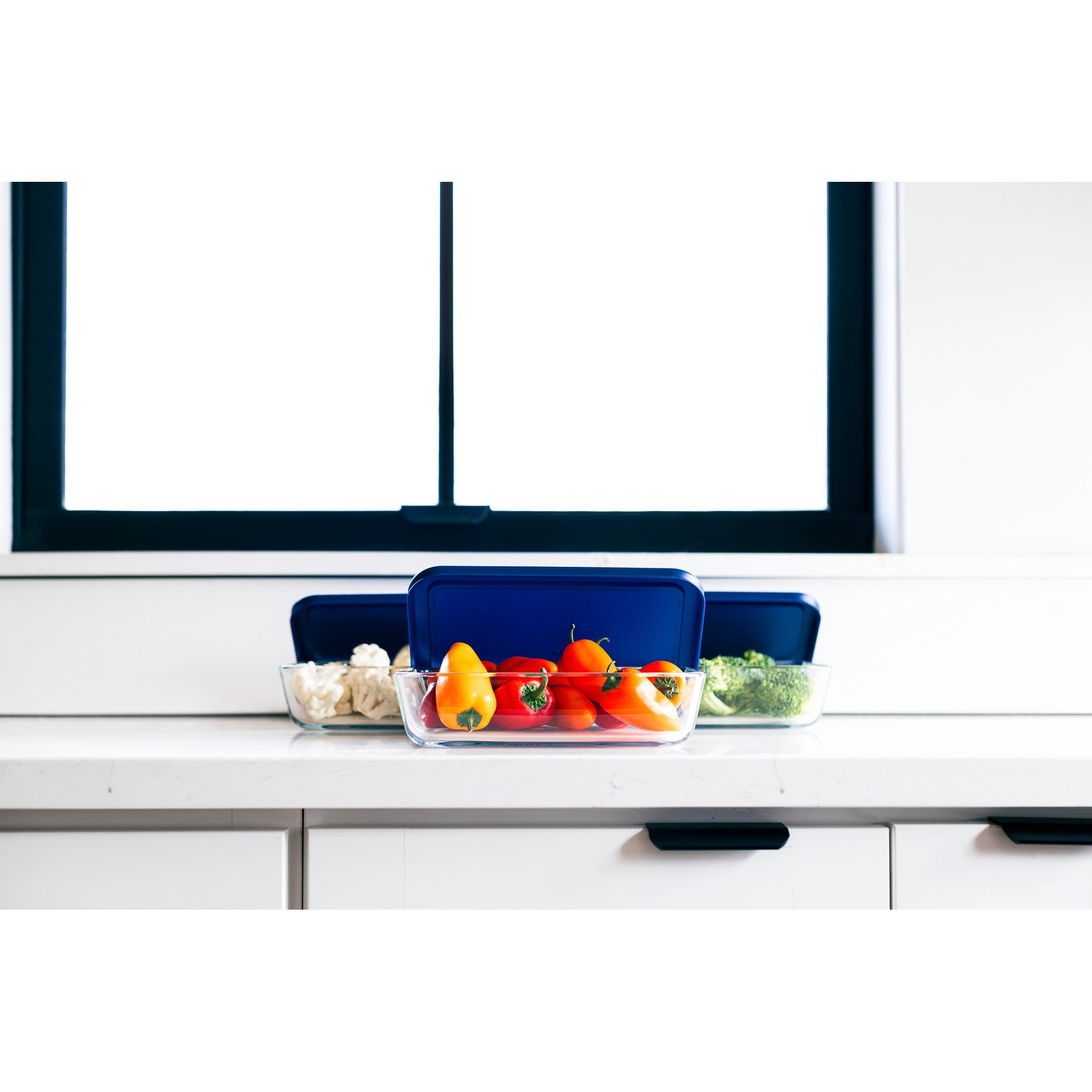 Glass Food Storage Containers - 6 Piece 3 Cup (3 Containers + 3 Lids) Rectangular Set – Dura Living