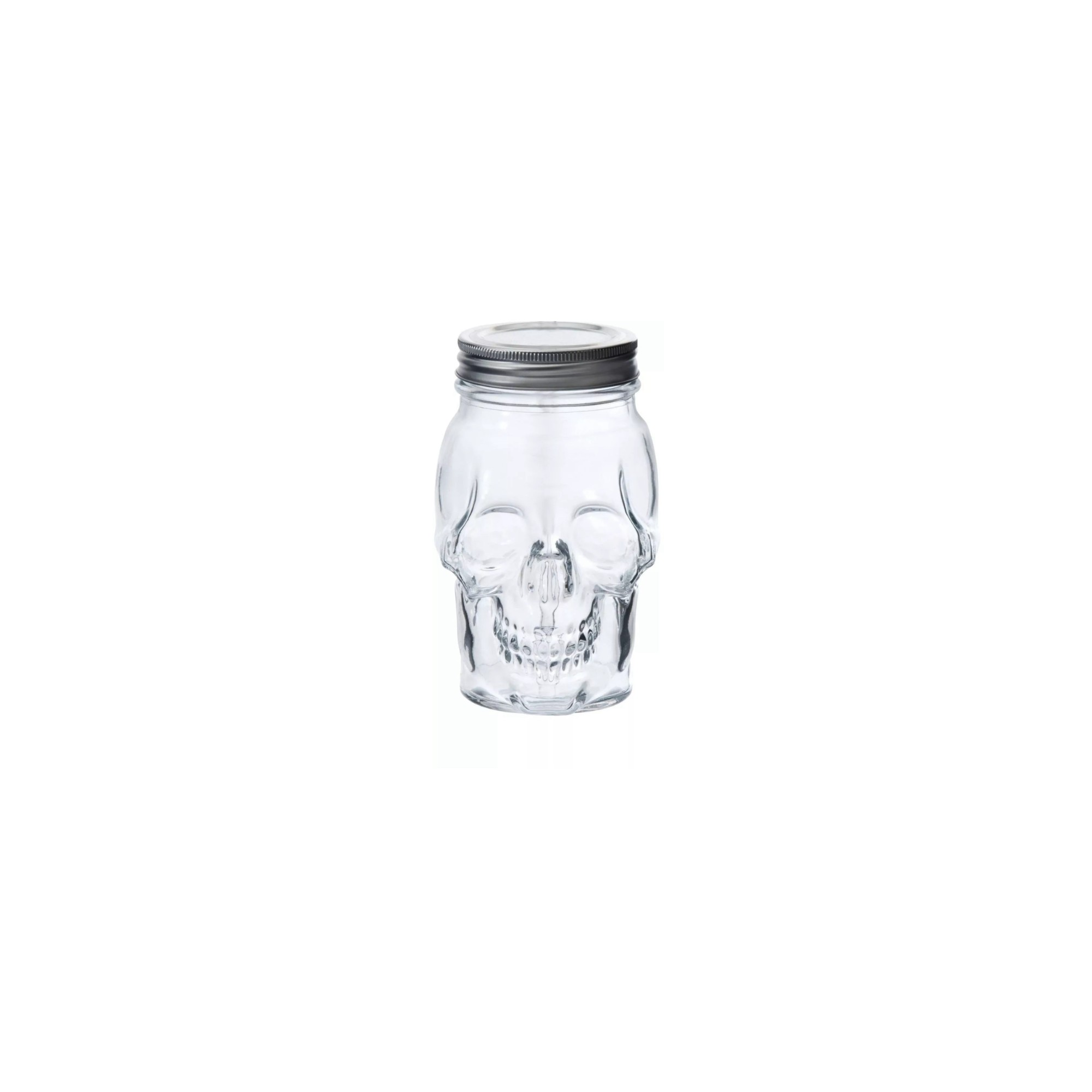 Skull Mason Jar with Lid, 4-Piece Set (2 skull Mason Jars & 2 Lids) 16oz, Clear – Scale Reference – Dura Living