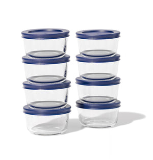 Glass Food Storage Containers - 16 Piece 1 Cup Set (8 Containers + 8 Lids)