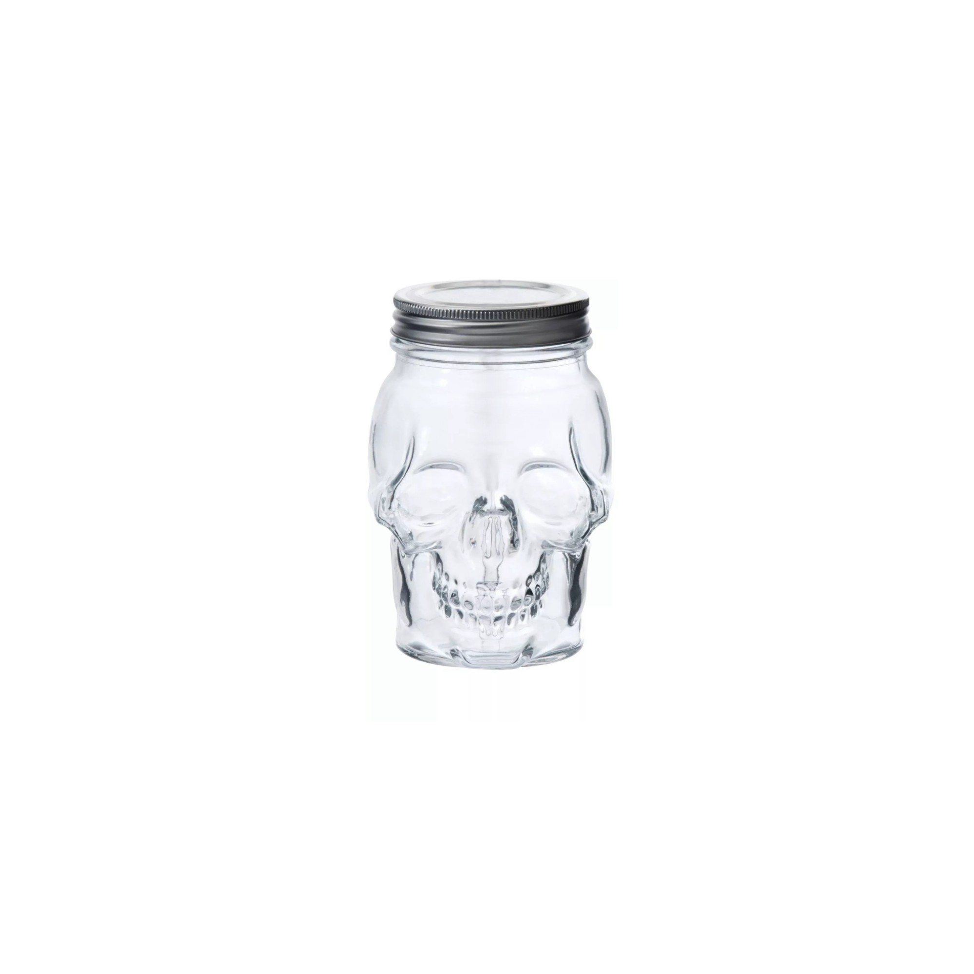 Skull Mason Jar with Lid, 4-Piece Set (2 skull Mason Jars & 2 Lids) 42oz, Clear – Scale Reference – Dura Living