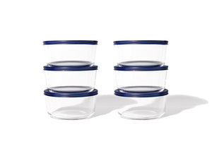 Glass Food Storage Containers - 12 Piece 2 Cup Set (6 Containers + 6 Lids)