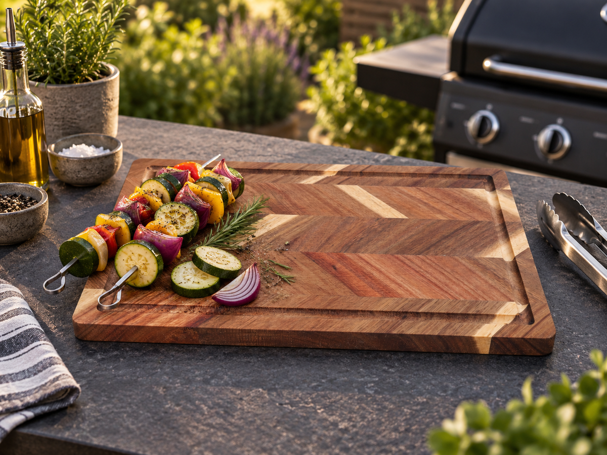 3 Piece Herringbone Acacia Wood Cutting Board Set