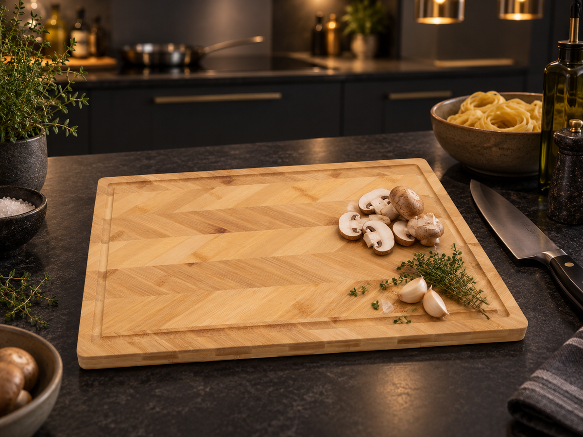 3 Piece Herringbone Bamboo Cutting Board Set