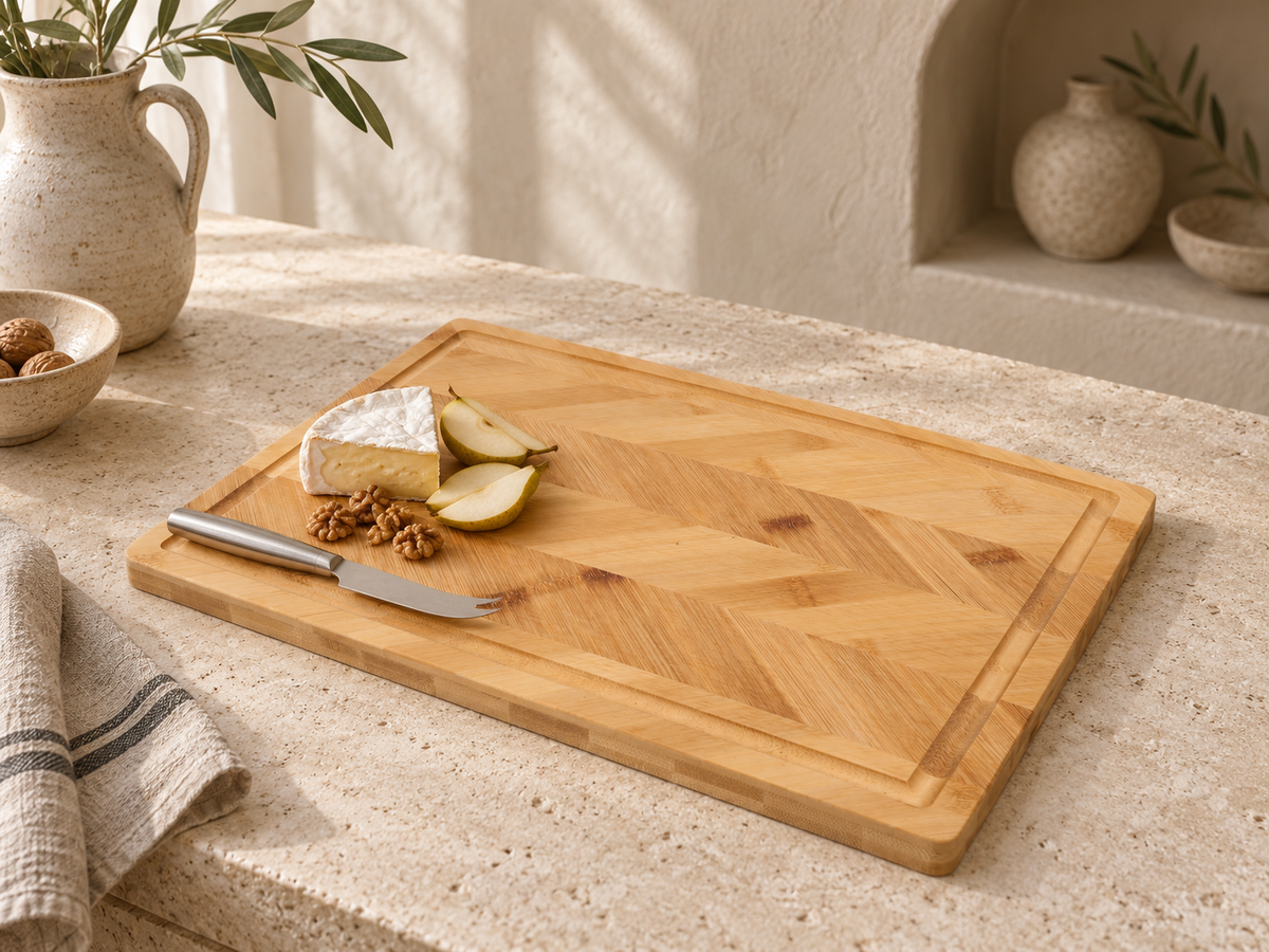 3 Piece Herringbone Bamboo Cutting Board Set